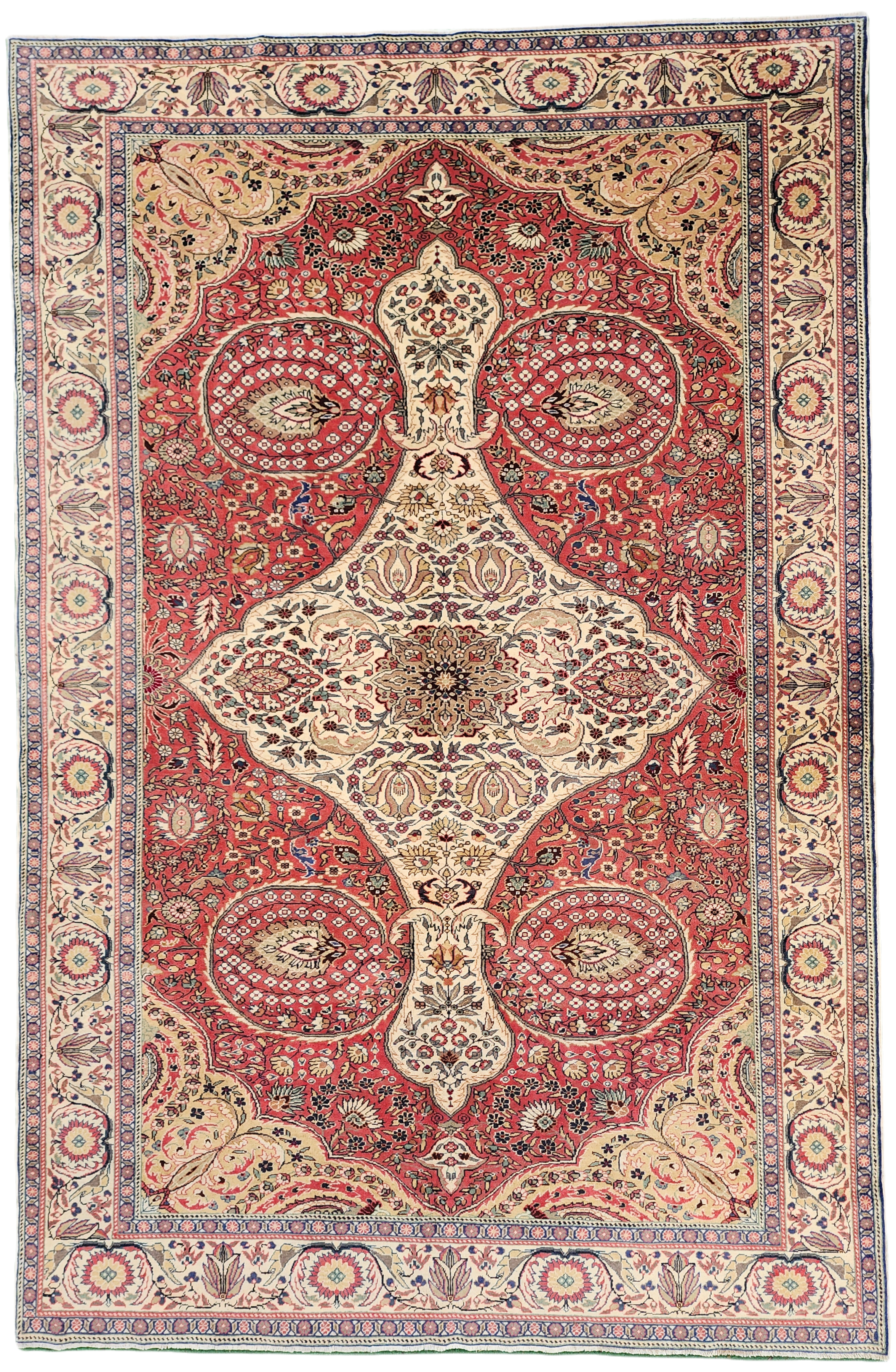 Red and Beige Turkish Kayseri Rug 6'6''x9'11''