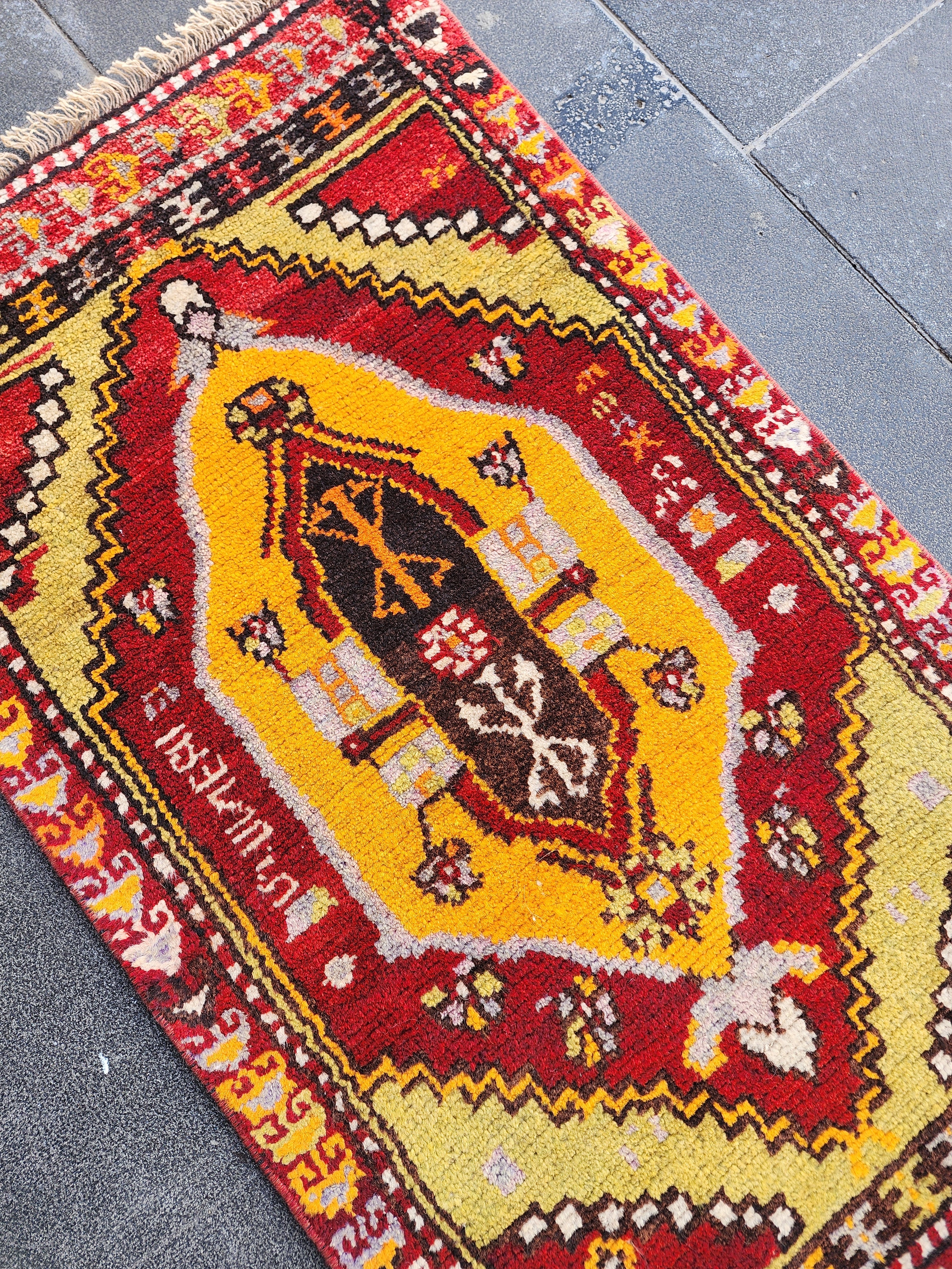 Authentic Cappadocian Rug , Vintage Handwoven Turkish Wool Carpet