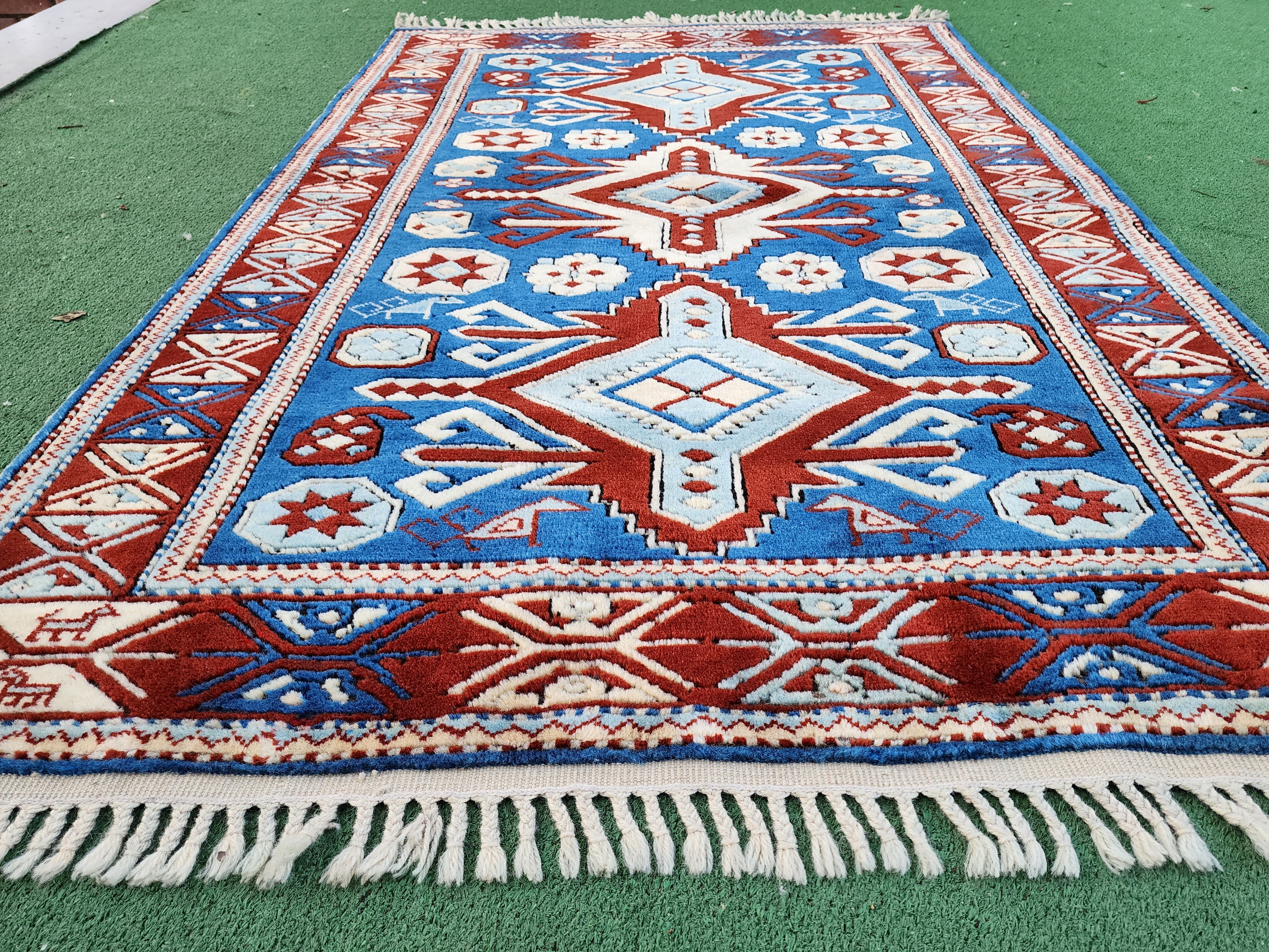 Blue Vintage Turkish Izmir Rug 5'2''x3'4''