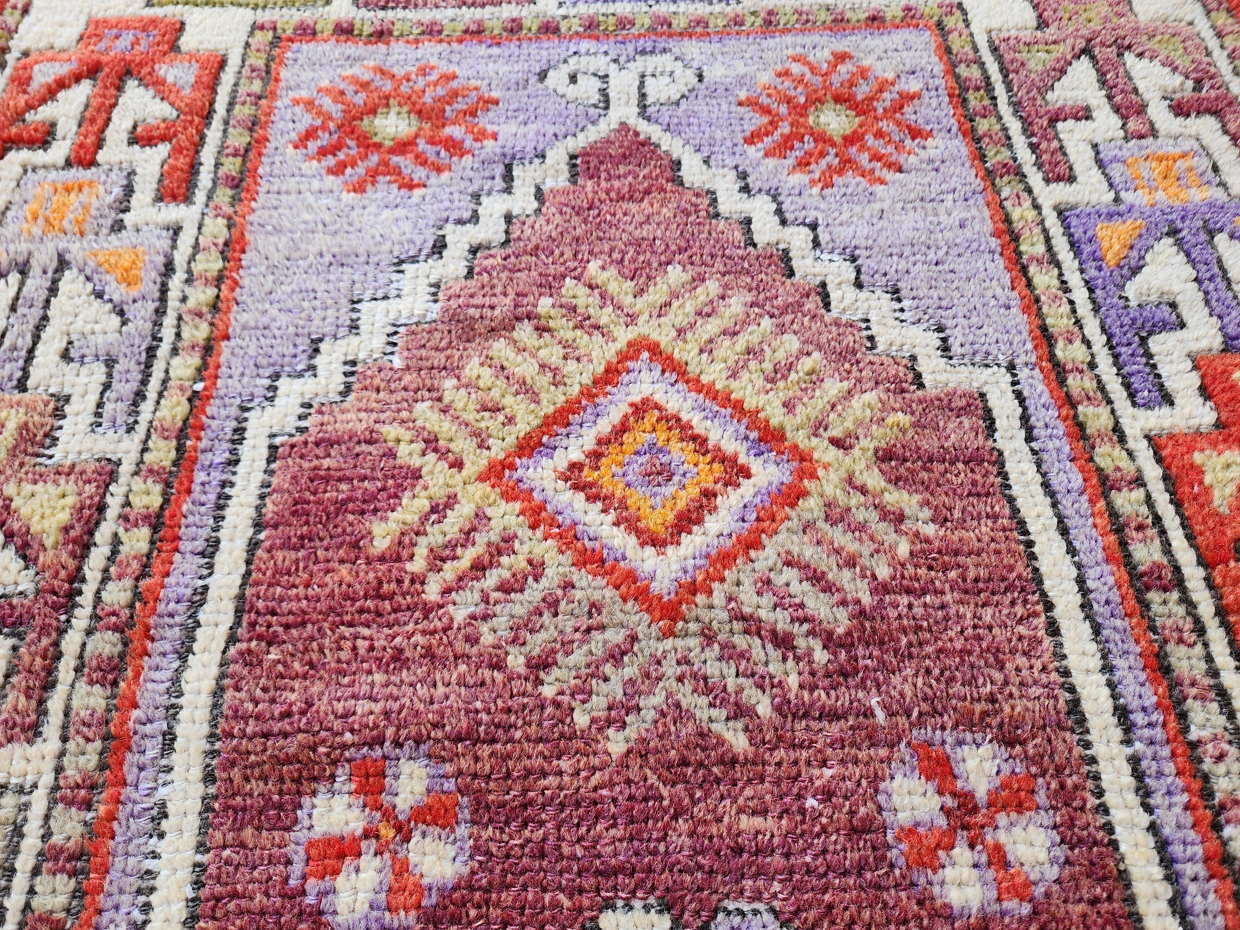 Pastel Turkish Rug 2'6''x4'7'' Nigde Bor Vintage Tribal Nomadic Purple Orange Rustic Rug, Handmade Natural Wool Boho Moroccan Persian Area Rug