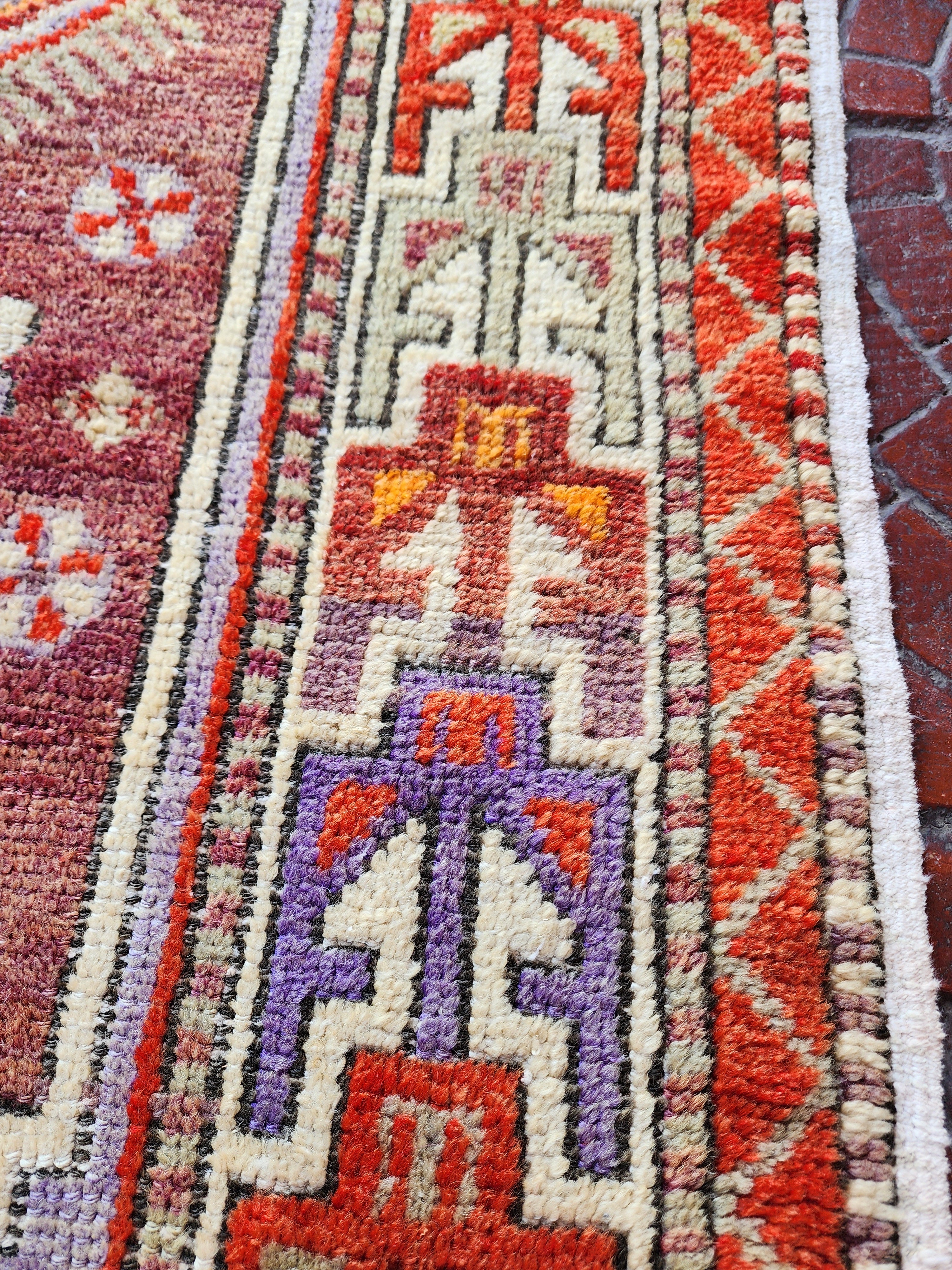 Pastel Turkish Rug 2'6''x4'7'' Nigde Bor Vintage Tribal Nomadic Purple Orange Rustic Rug, Handmade Natural Wool Boho Moroccan Persian Area Rug