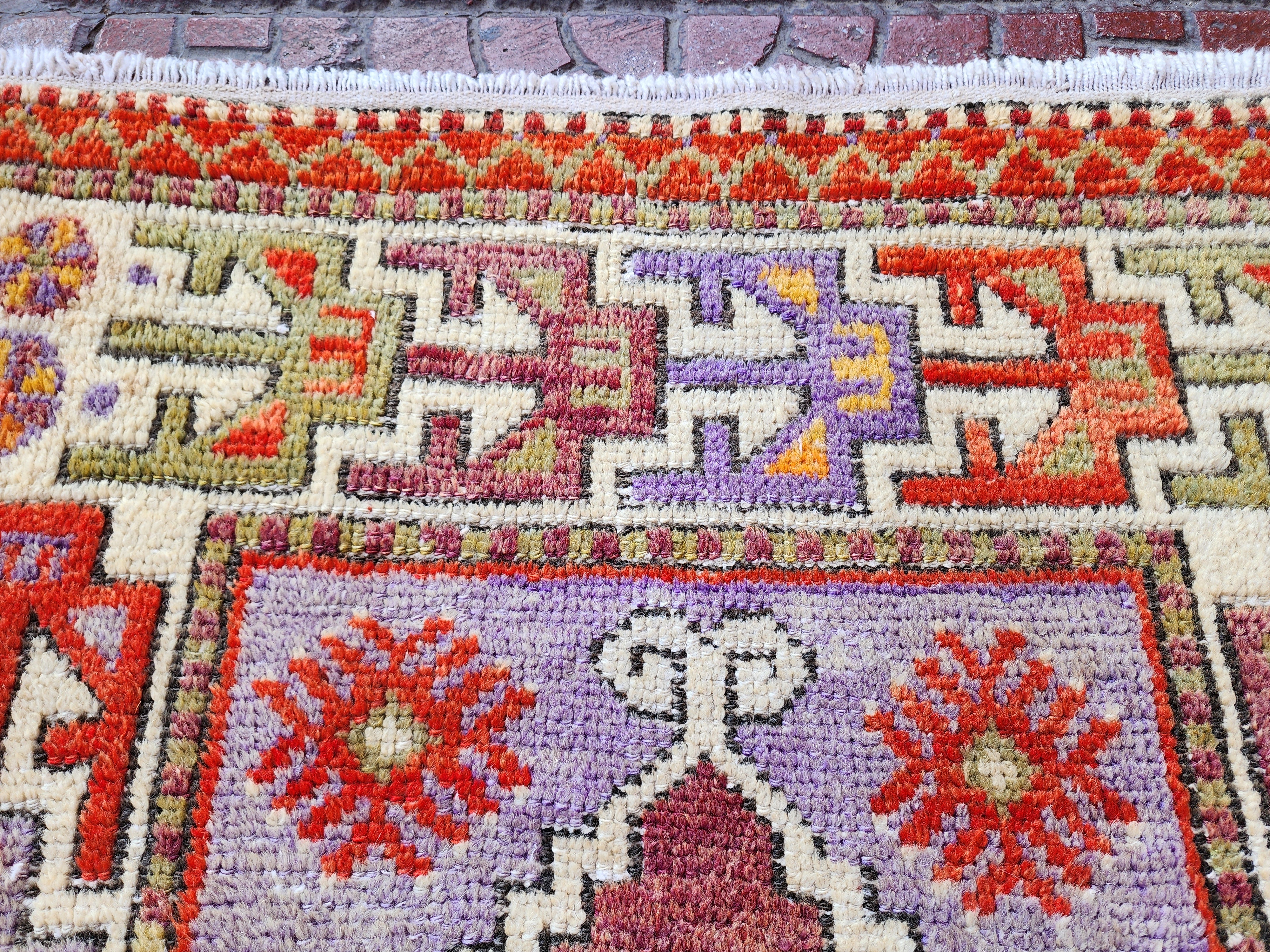 Pastel Turkish Rug 2'6''x4'7'' Nigde Bor Vintage Tribal Nomadic Purple Orange Rustic Rug, Handmade Natural Wool Boho Moroccan Persian Area Rug