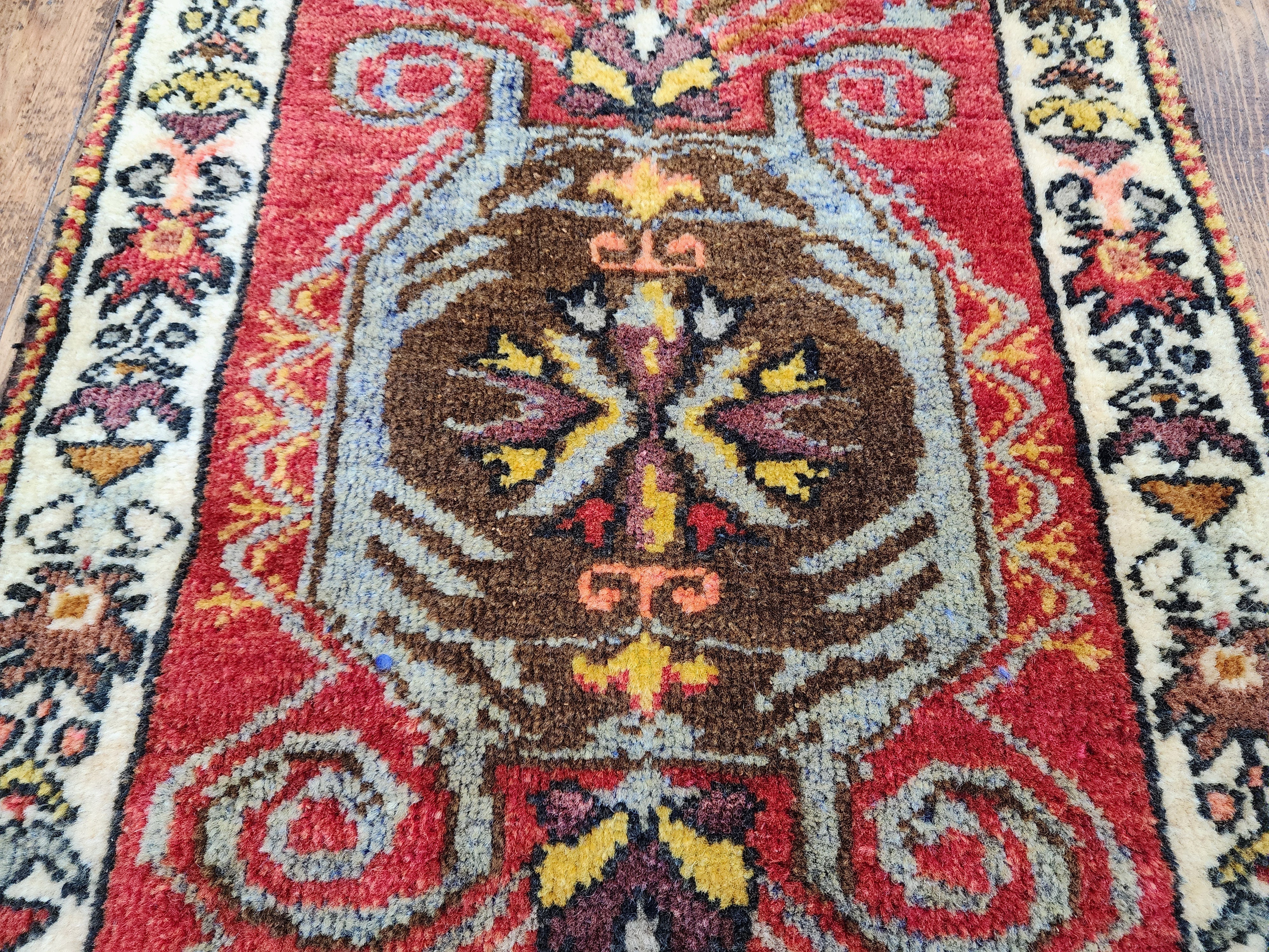 vintage Turkish Wool Small Rug — back view