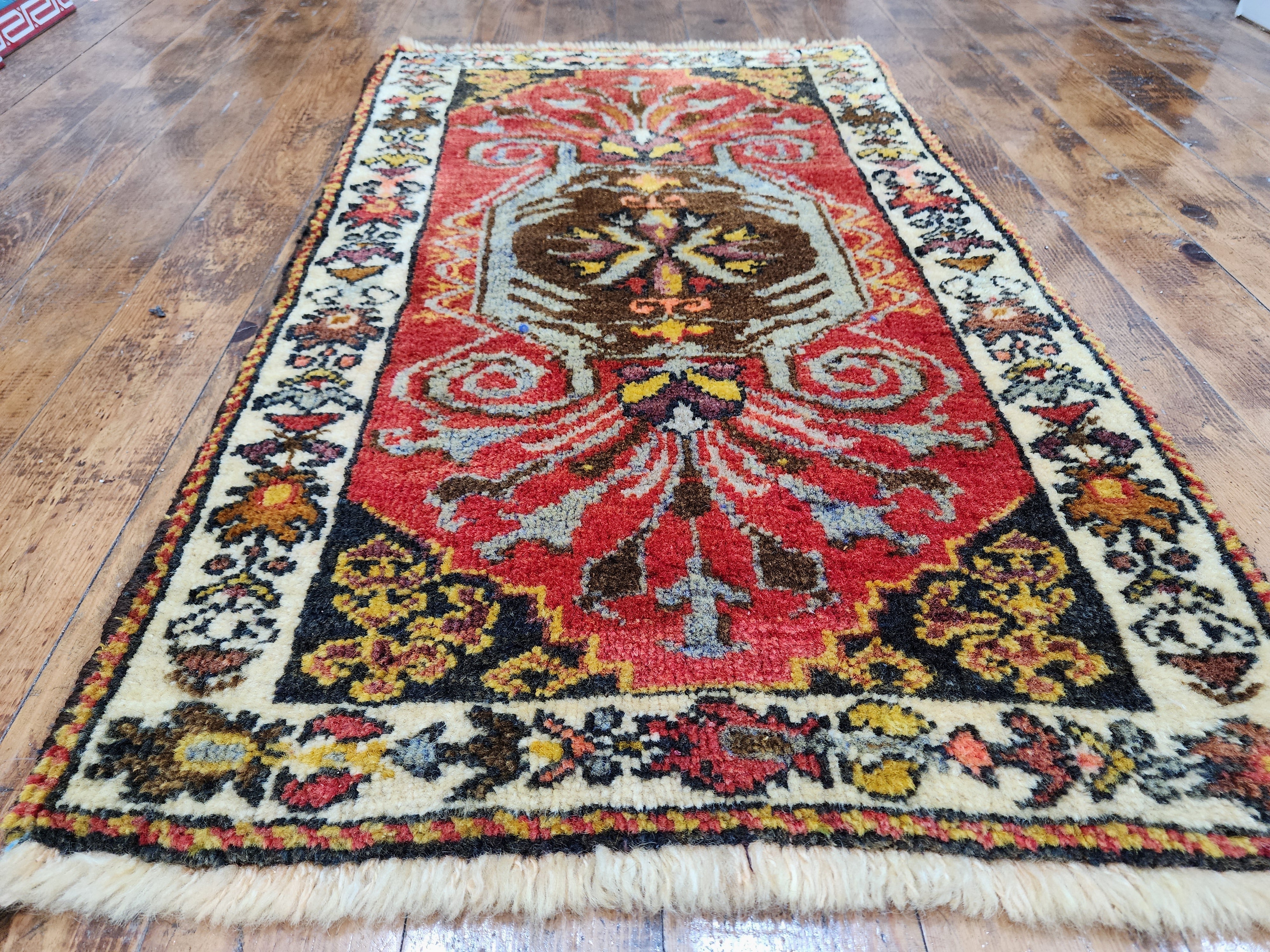 vintage Turkish Wool Small Rug — in setting