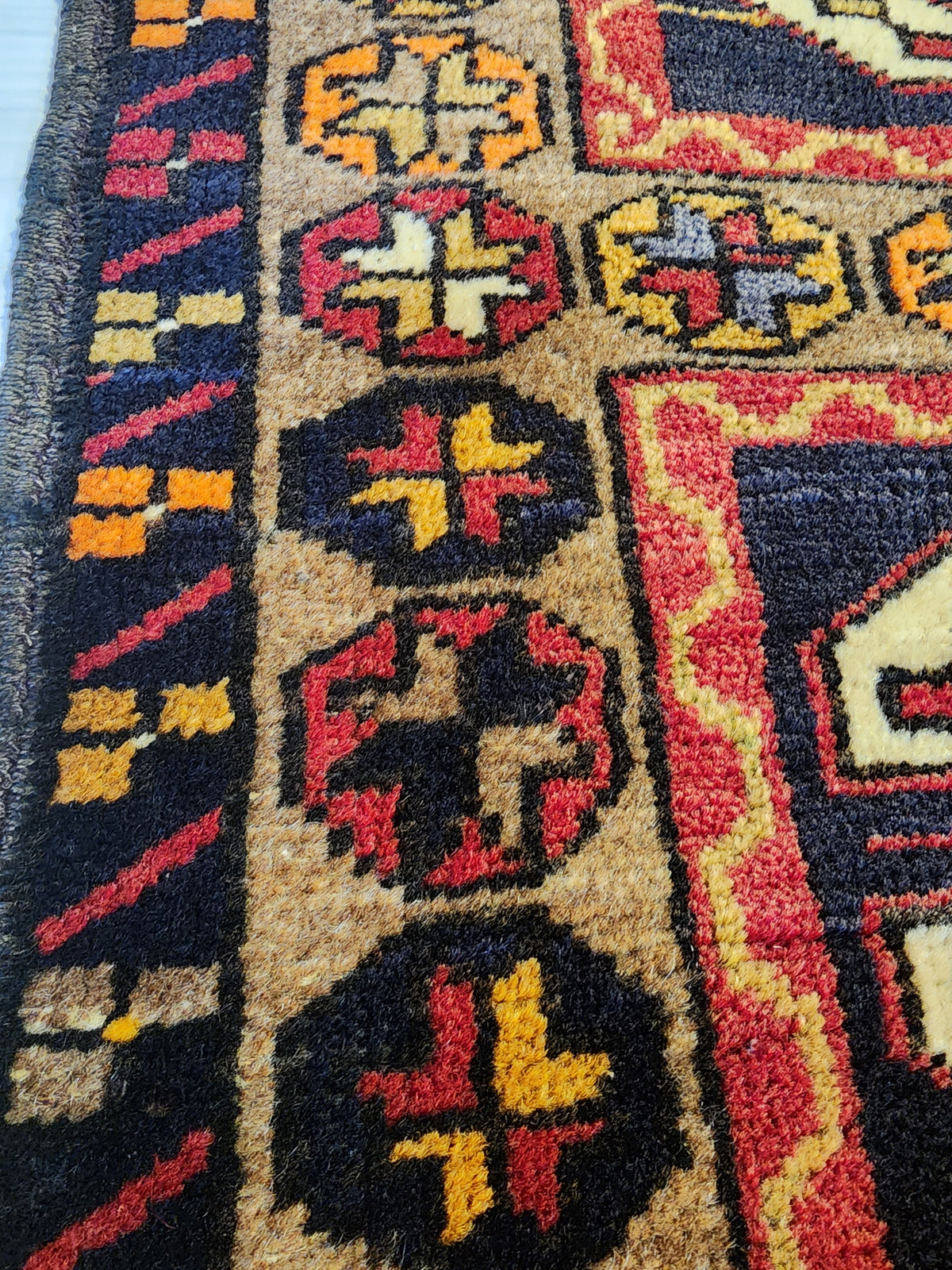 Vintage Adana rug in brown, blue and white, 1'9" x 3'3", photo 9