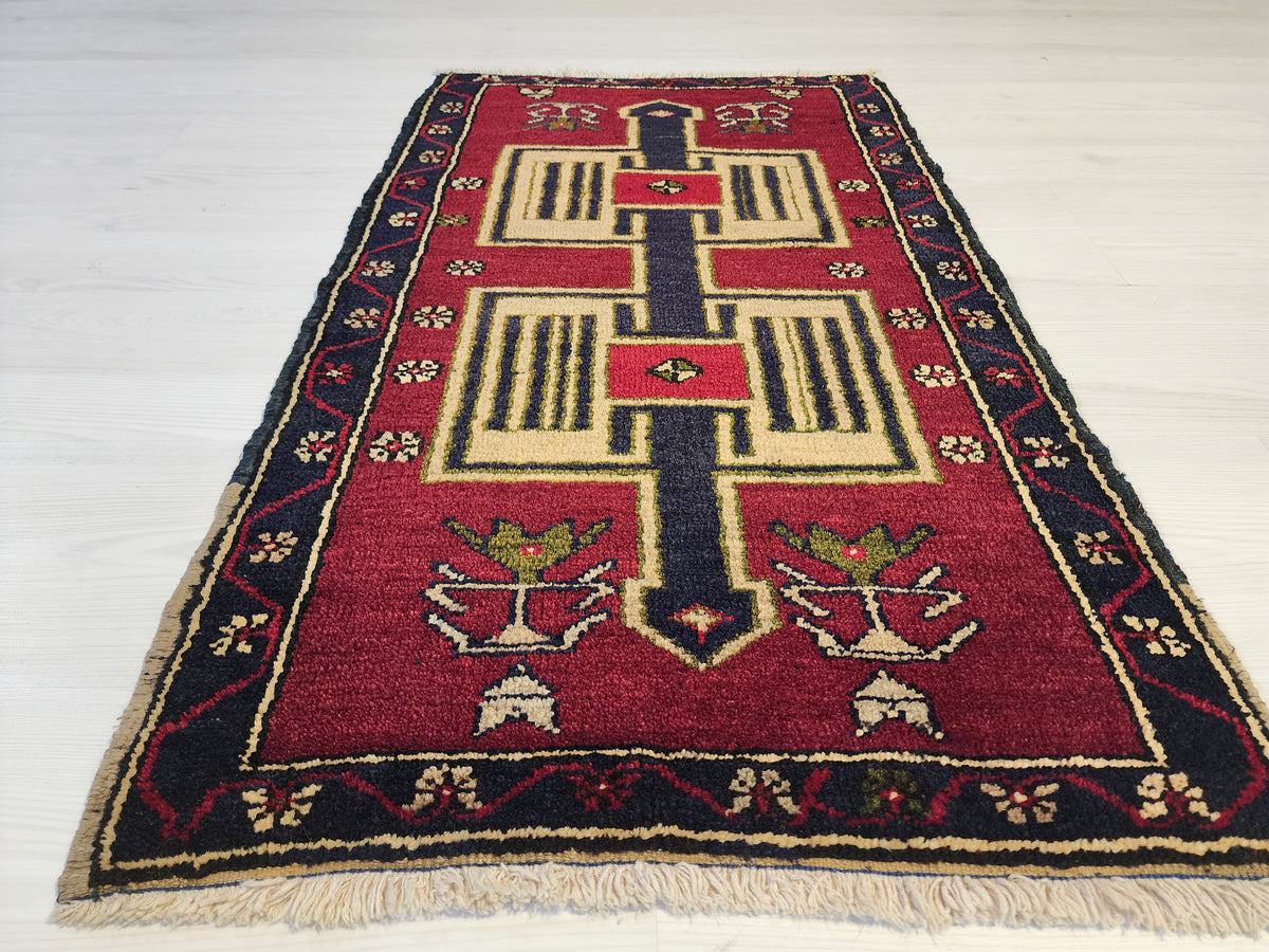 Vintage Adana rug in red, blue and beige, 1'10" x 3'2", photo 8