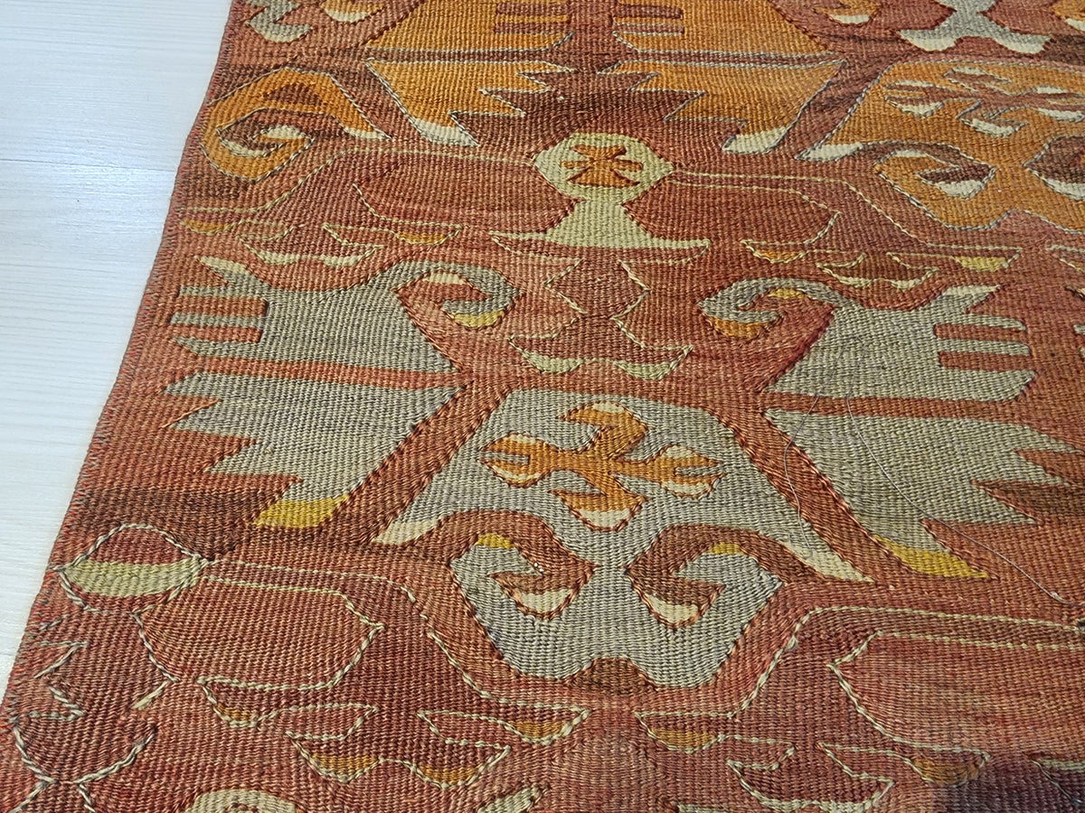 Vintage Afyon kilim runner in pink and orange, 1'9" x 4'9", photo 6