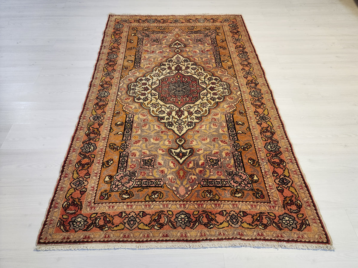 80-Year-Old Hand-Knotted Kayseri Burunguz Rug – Armenian Weave, Natural Dyes (4x7 ft)