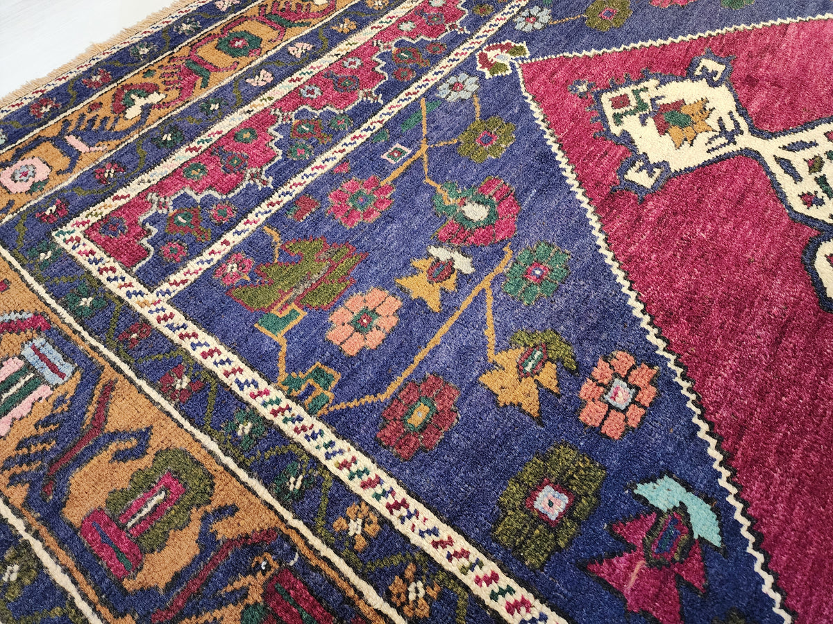 Vintage Işıklar rug in blue, red and brown, 4'8" x 7'2", photo 6