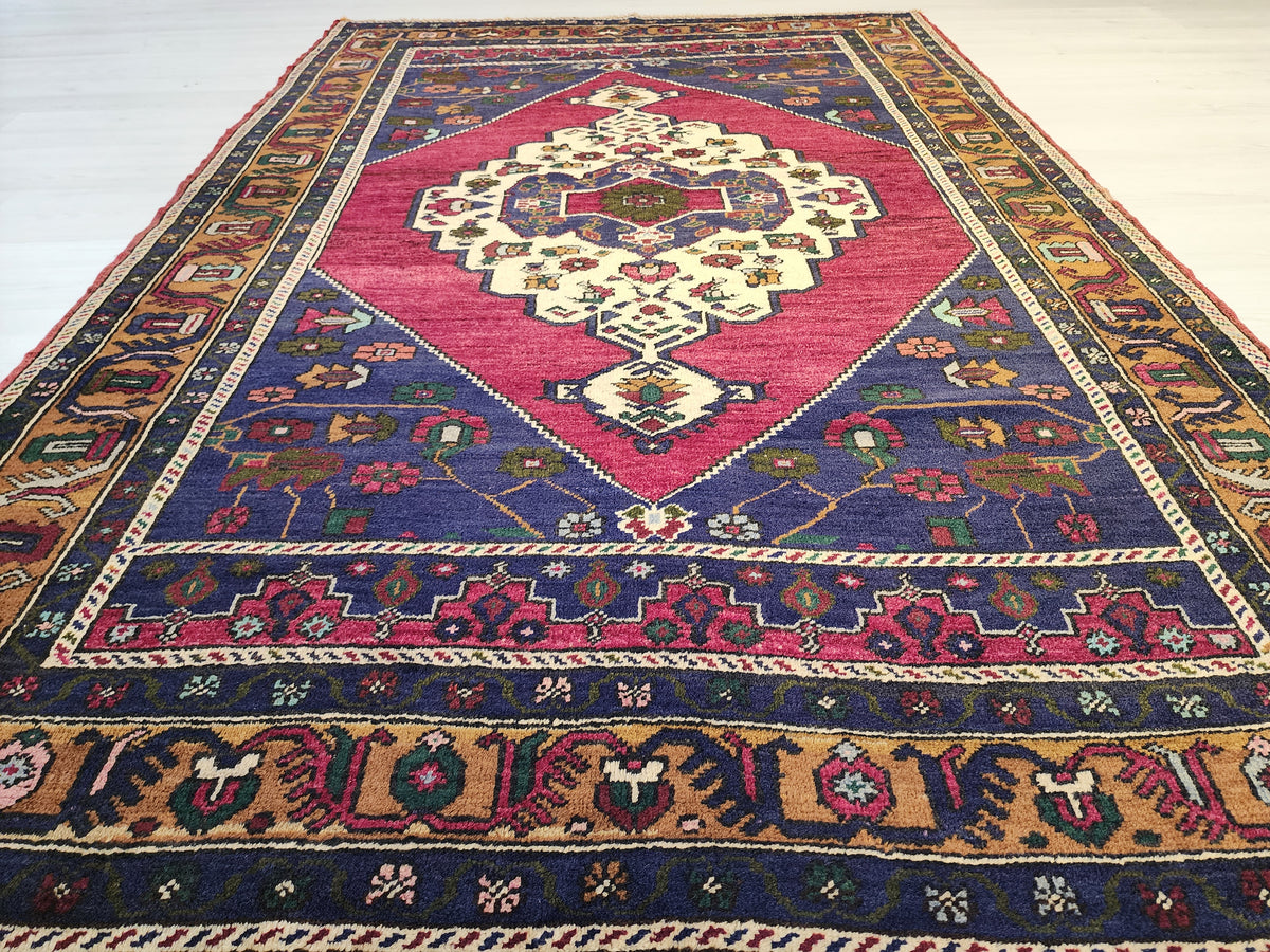 Vintage Işıklar rug in blue, red and brown, 4'8" x 7'2", photo 10