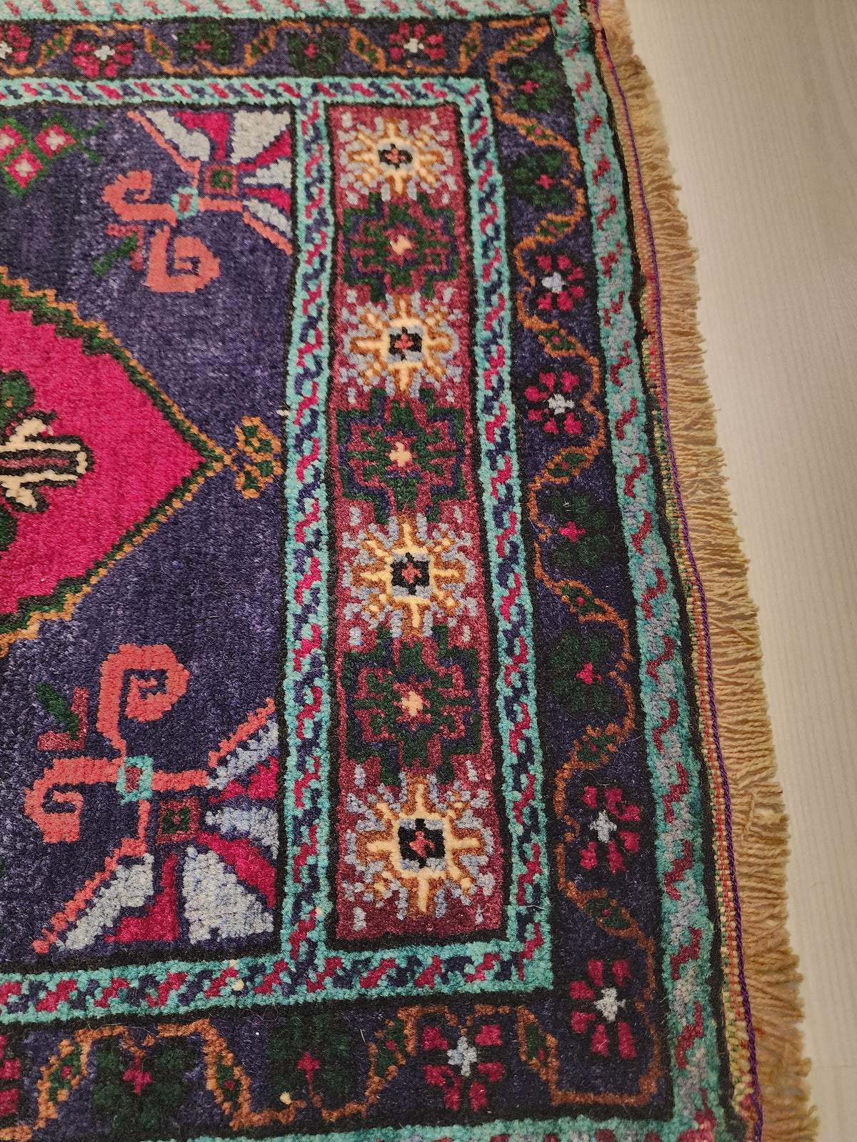 Vintage Işıklar rug in blue, red and white, 1'7" x 3'7", photo 6