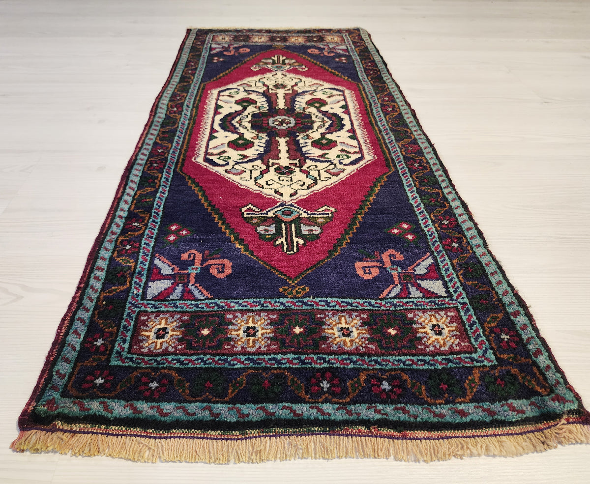 Vintage Işıklar rug in blue, red and white, 1'7" x 3'7", photo 10