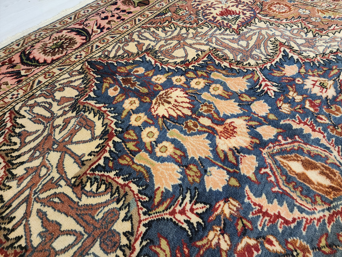 Vintage Kayseri medallion rug in blue, pink and beige, 6'6" x 9'9", photo 10