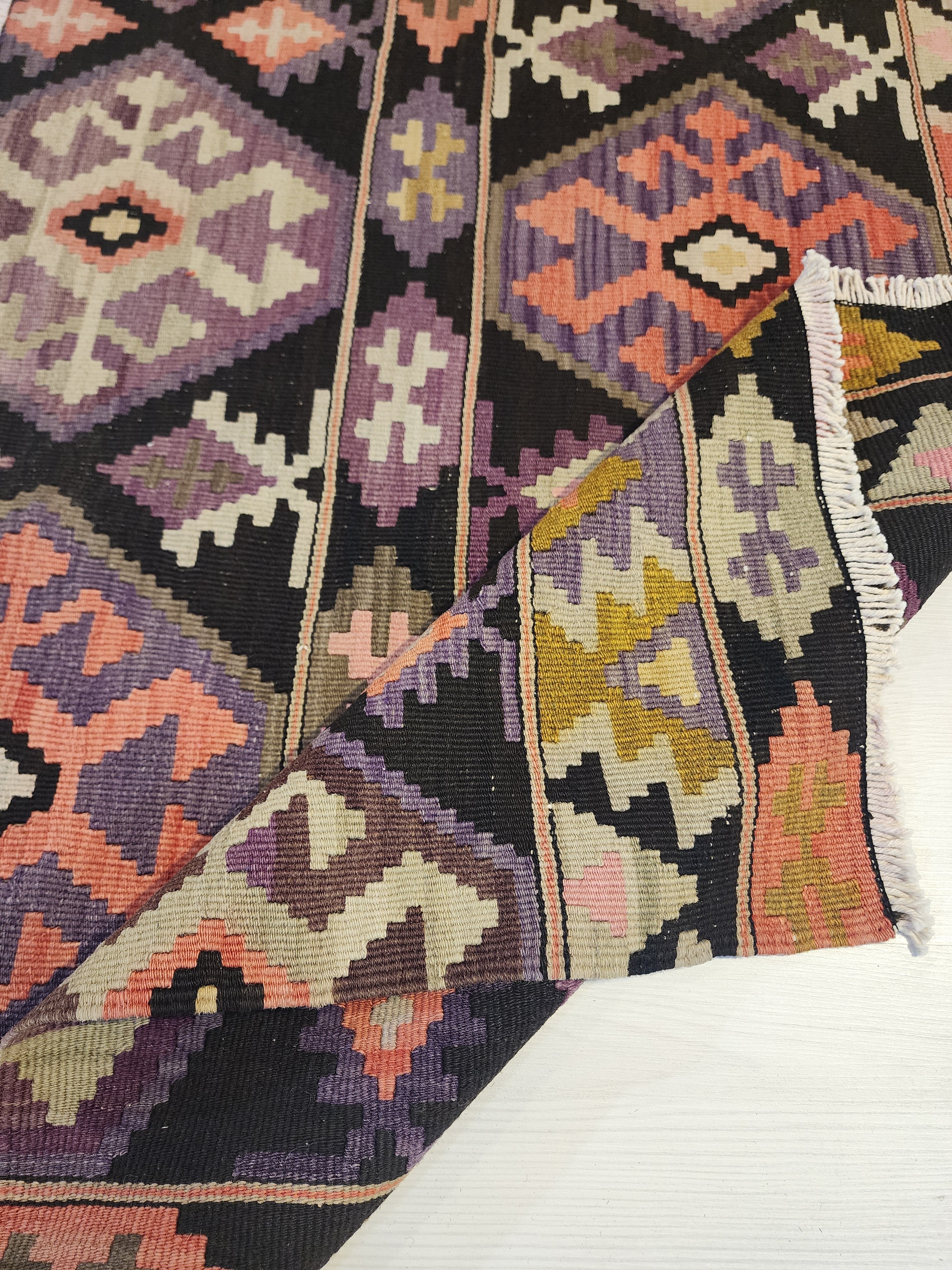 Latmia — Antique Anatolian Kilim, Erzurum Region Northeast Anatolian Rug, 2'7''x6'3''