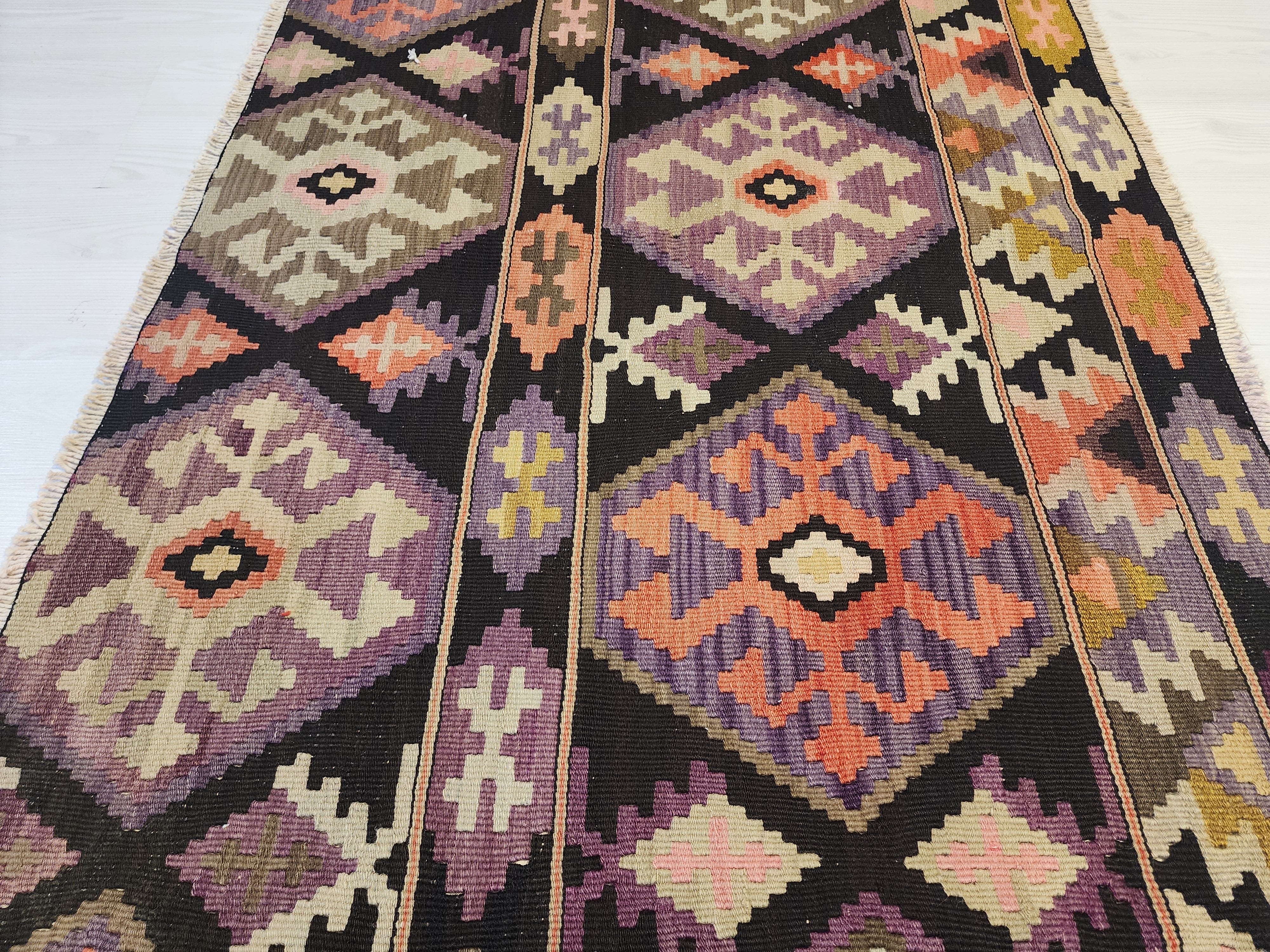 Latmia — Antique Anatolian Kilim, Erzurum Region Northeast Anatolian Rug, 2'7''x6'3''