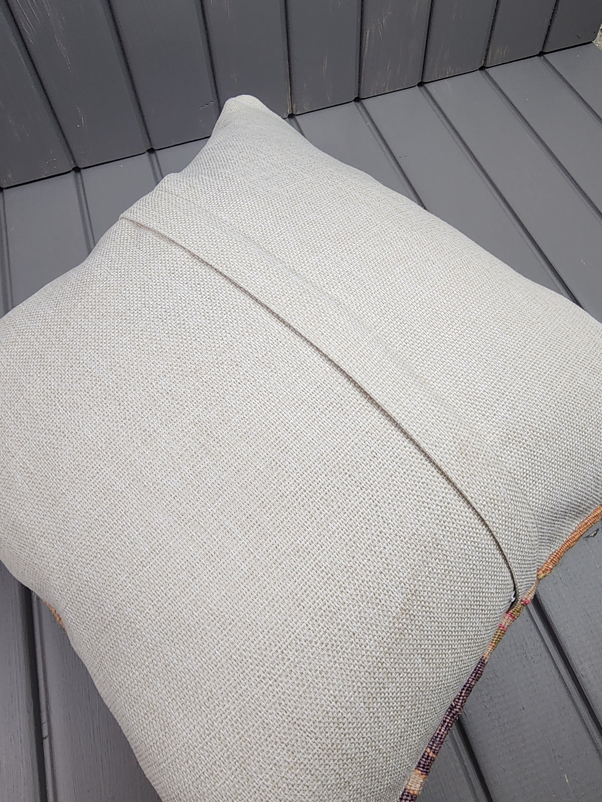 Vintage Turkish kilim pillow covers, set of 2, pink, 16x16 in, back of cover