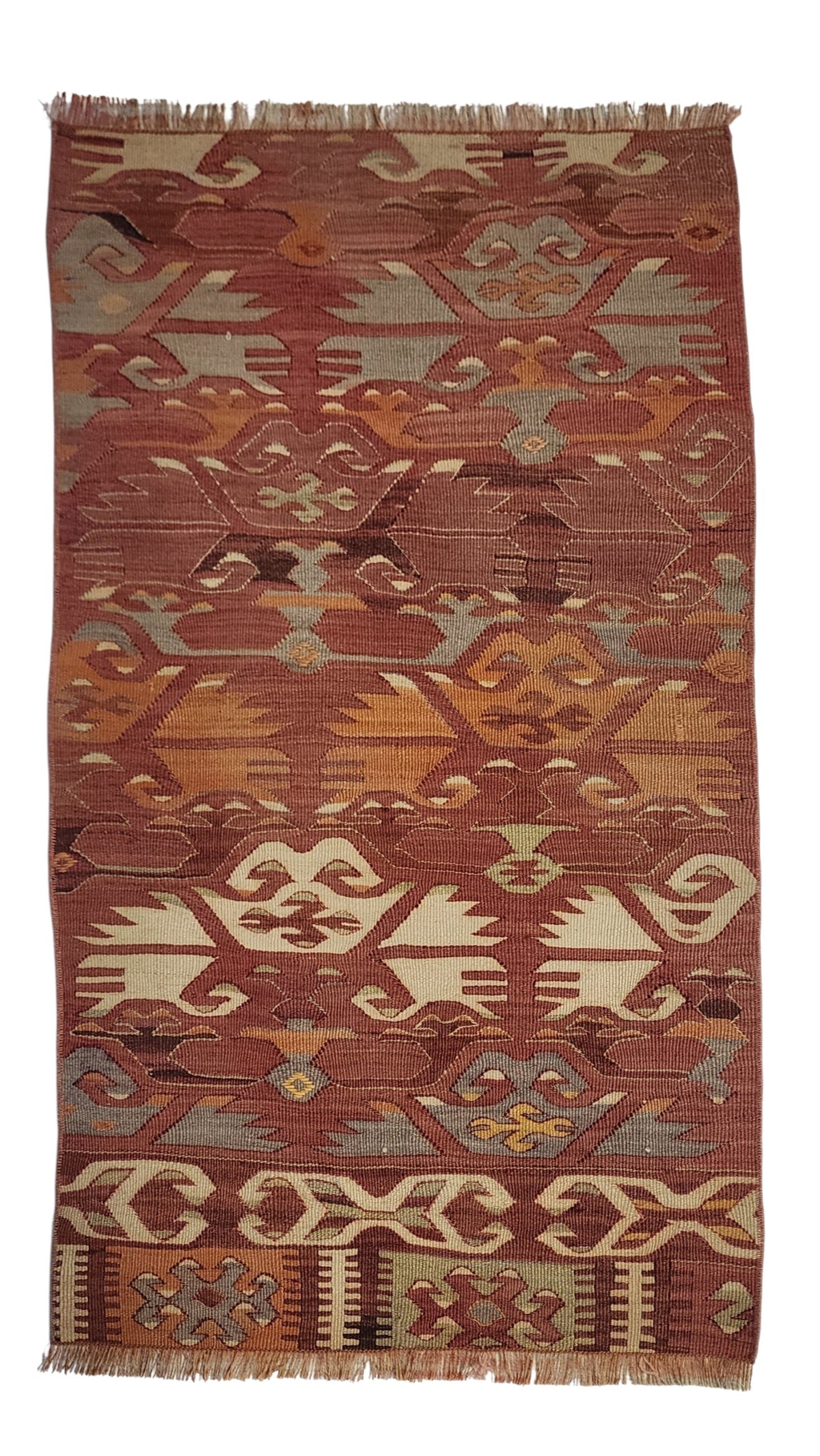 Authentic Vintage Afyon Kilim Runner – Handwoven Wool Tribal Anatolian Flatweave