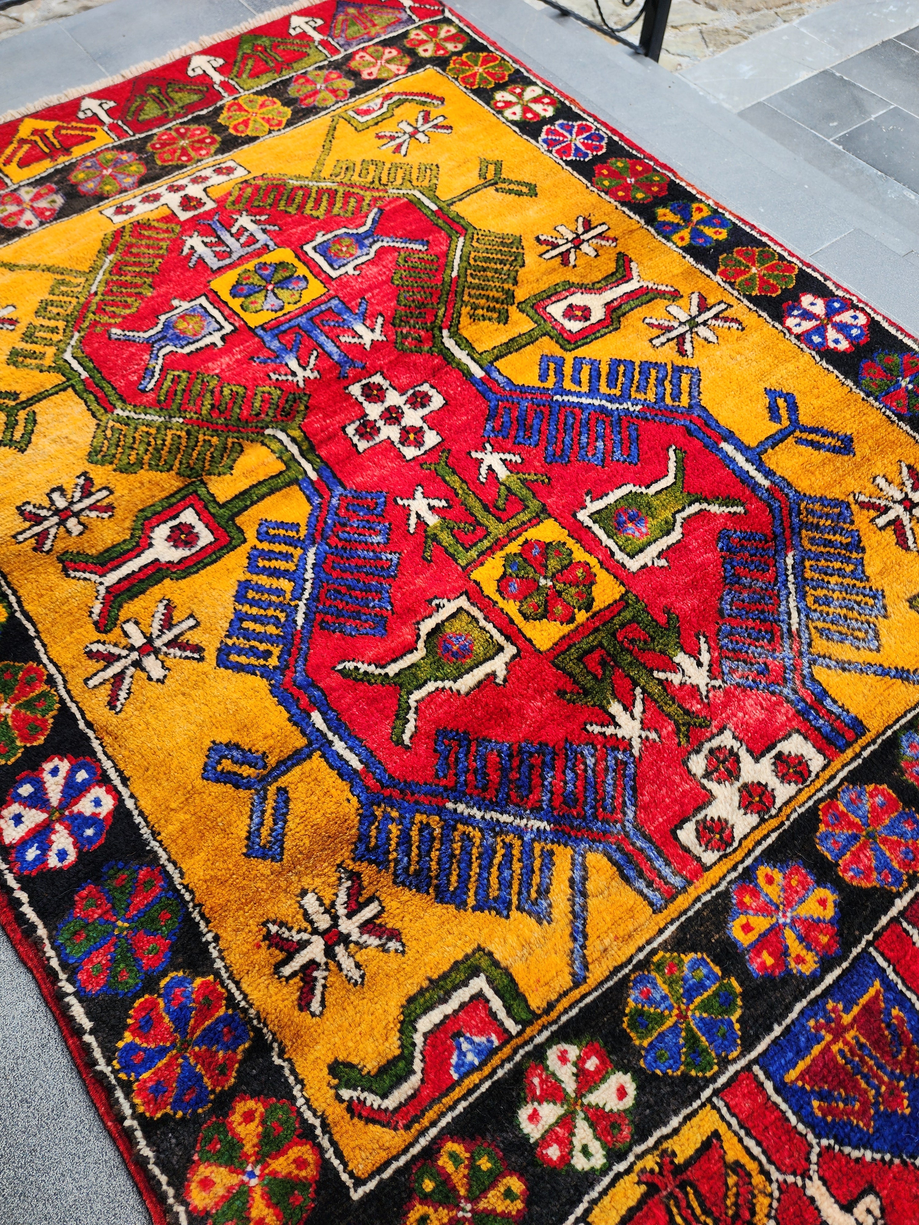 Tilphousa — Konya Yellow and Red Organic Wool Area Rug