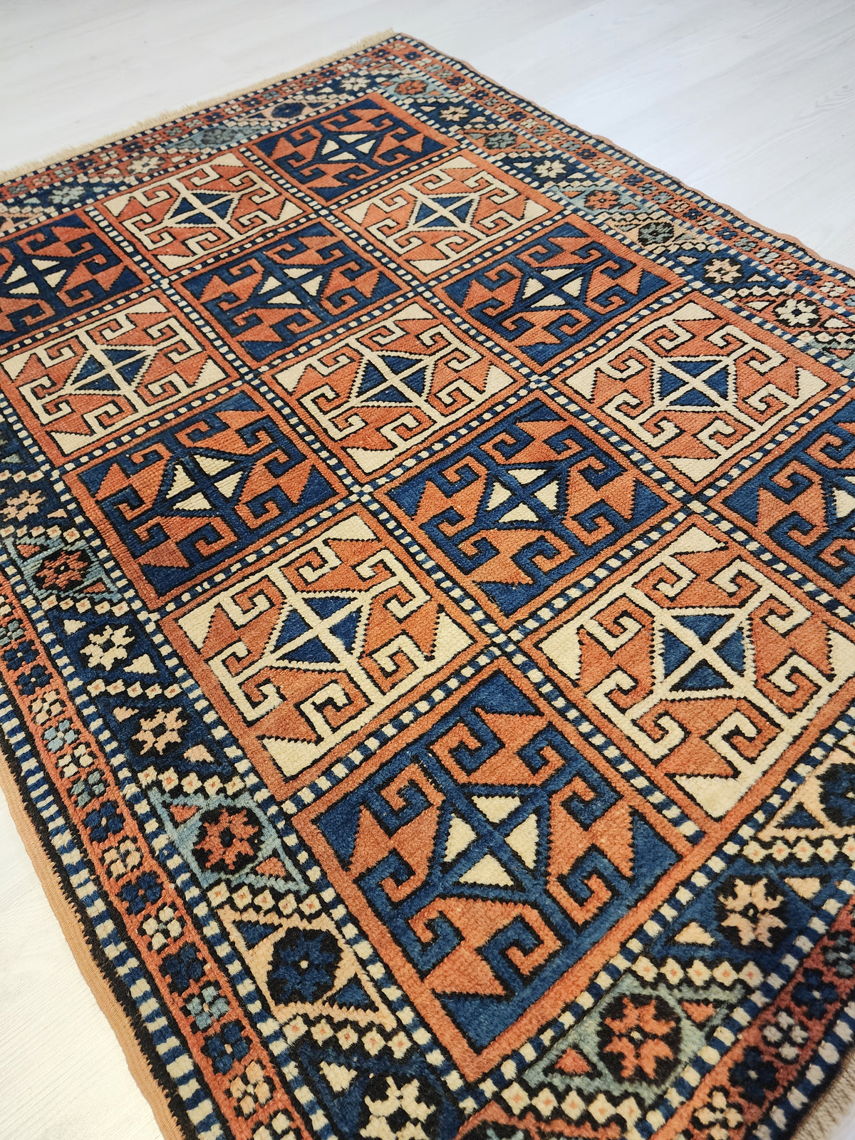 Verda — Rare Antique 1920s Bergama Turkish Rug – Nomadic Yörük Wool Area Rug – 100% Natural Dye Tribal Compartment Rug, Western Anatolia