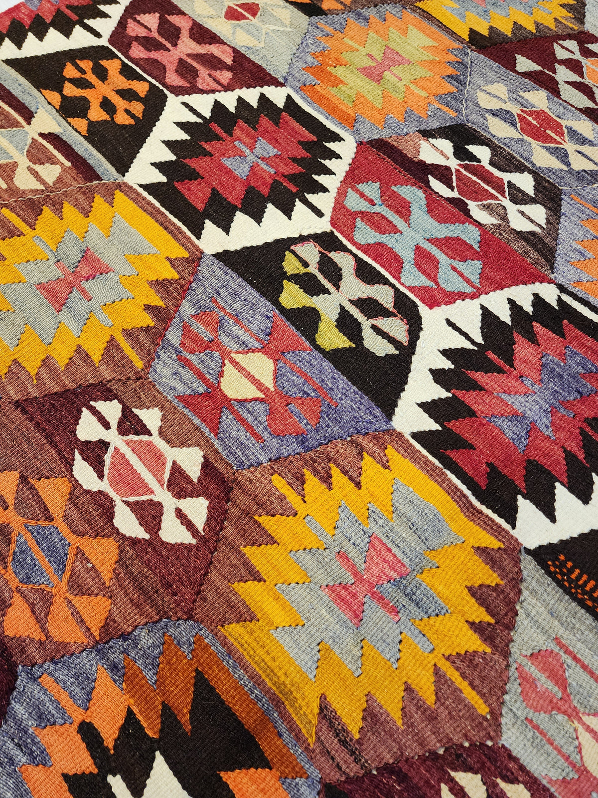 Methone — Vintage Turkish Tavas Kilim Rug, Handwoven Pure Wool, Vegetable Dyed (8x5)