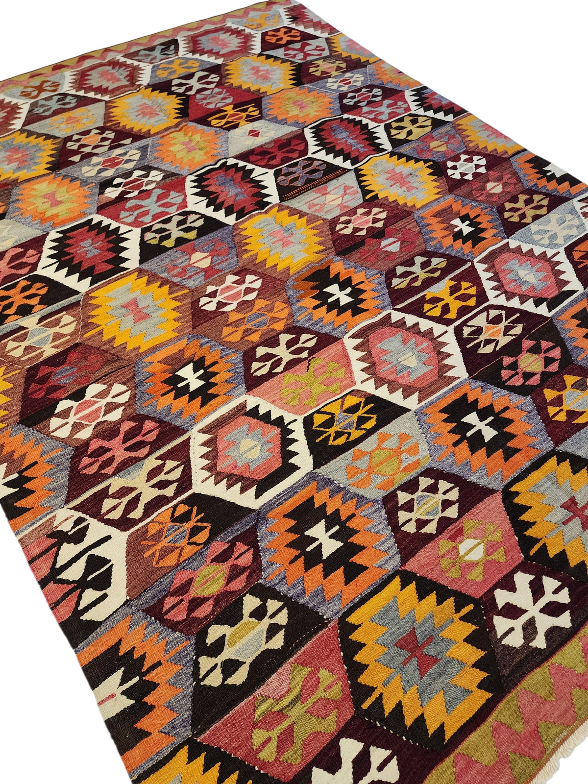 Methone — Vintage Turkish Tavas Kilim Rug, Handwoven Pure Wool, Vegetable Dyed (8x5)