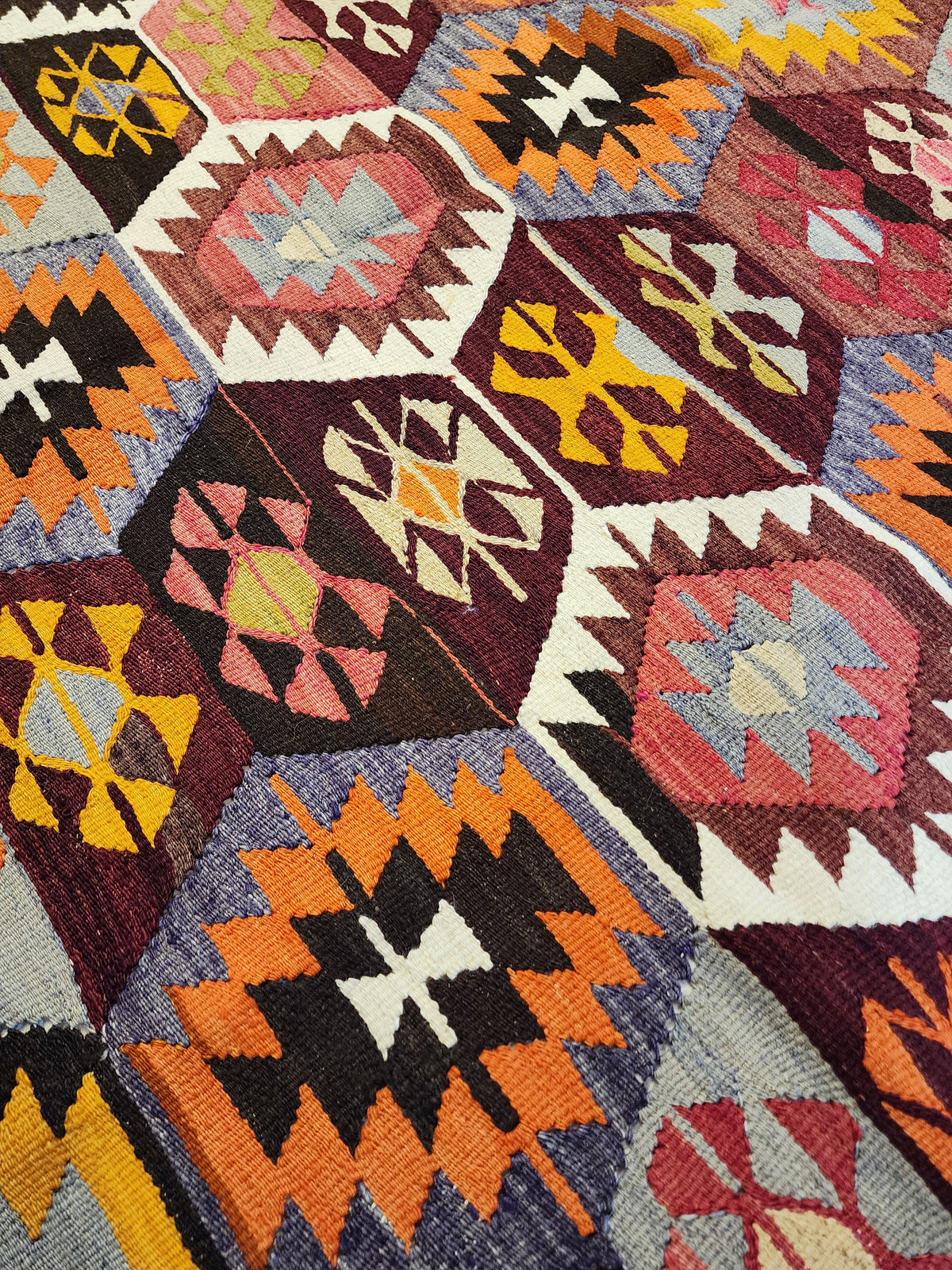 Methone — Vintage Turkish Tavas Kilim Rug, Handwoven Pure Wool, Vegetable Dyed (8x5)