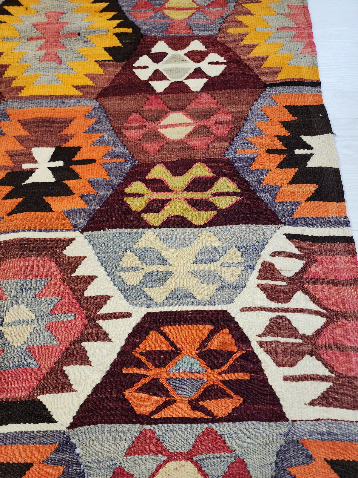 Methone — Vintage Turkish Tavas Kilim Rug, Handwoven Pure Wool, Vegetable Dyed (8x5)