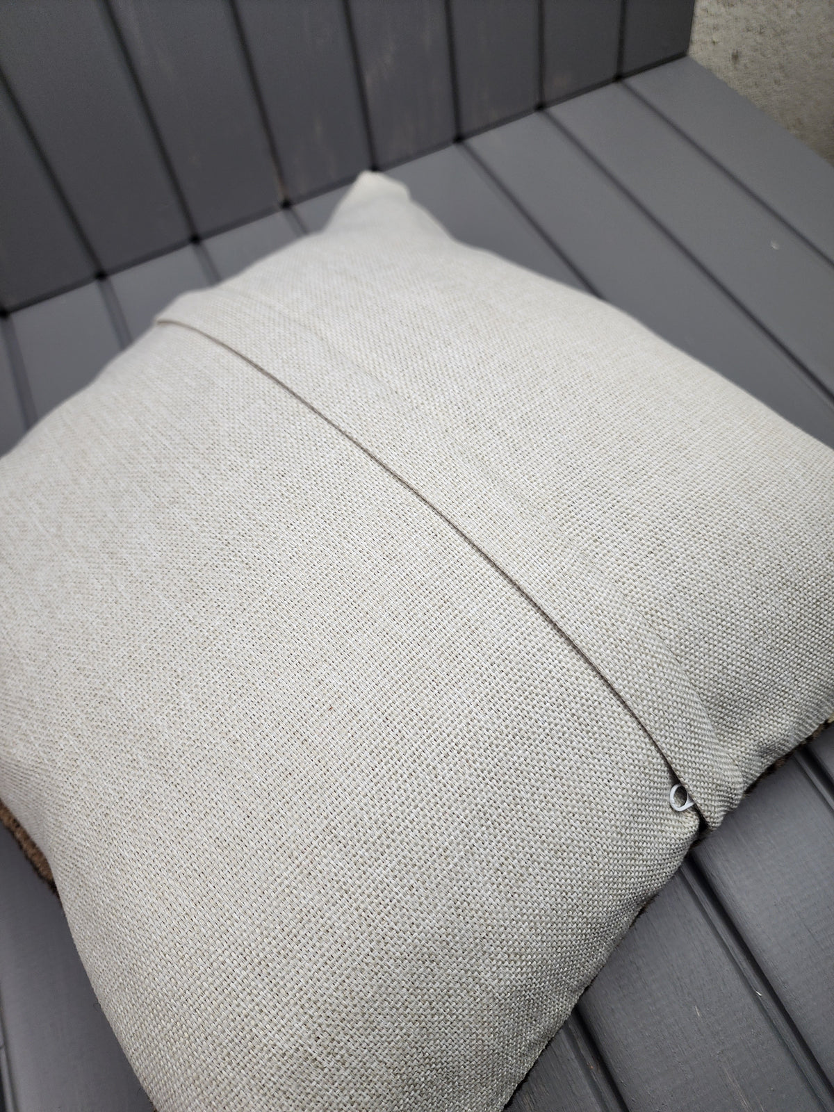 Vintage Turkish rug pillow covers, set of 2, ivory and brown, 16x16 in, back of cover