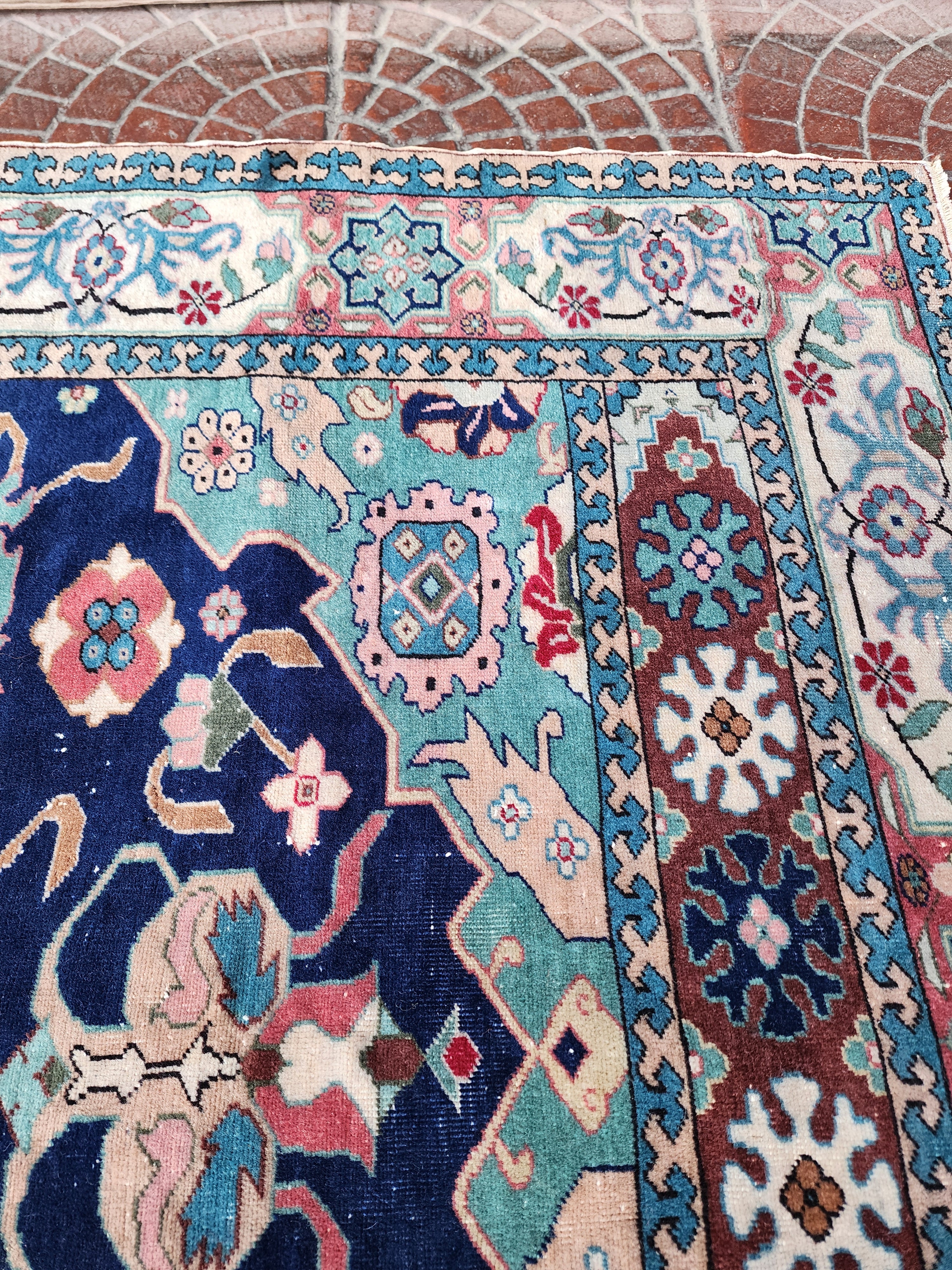 Elegant Blue Medallion Antique Kayseri Carpet