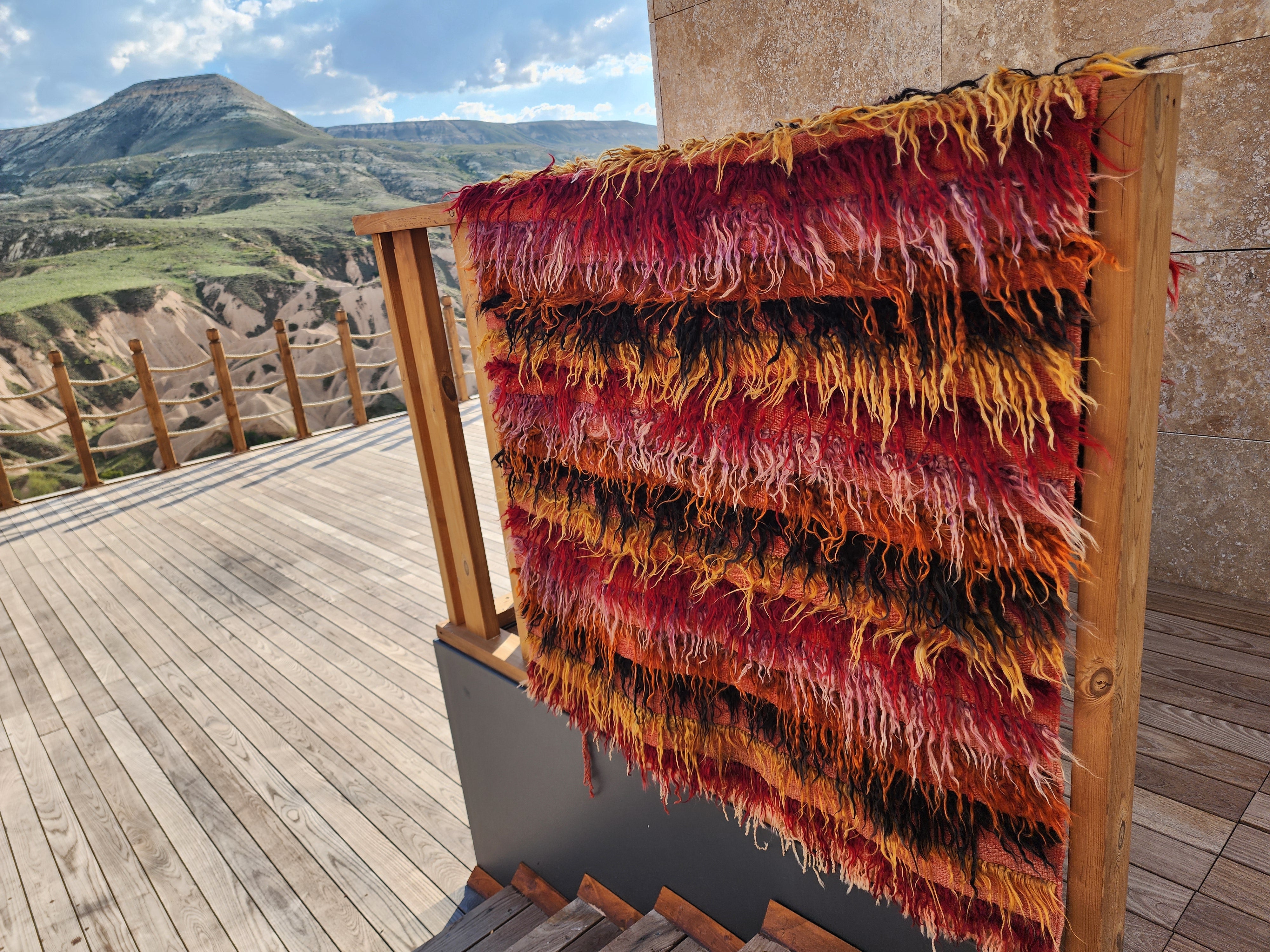 Anzili — Vintage Turkish Tulu Kilim Rug: Handwoven Wool Shaggy Pile, 3'6''x5'1''