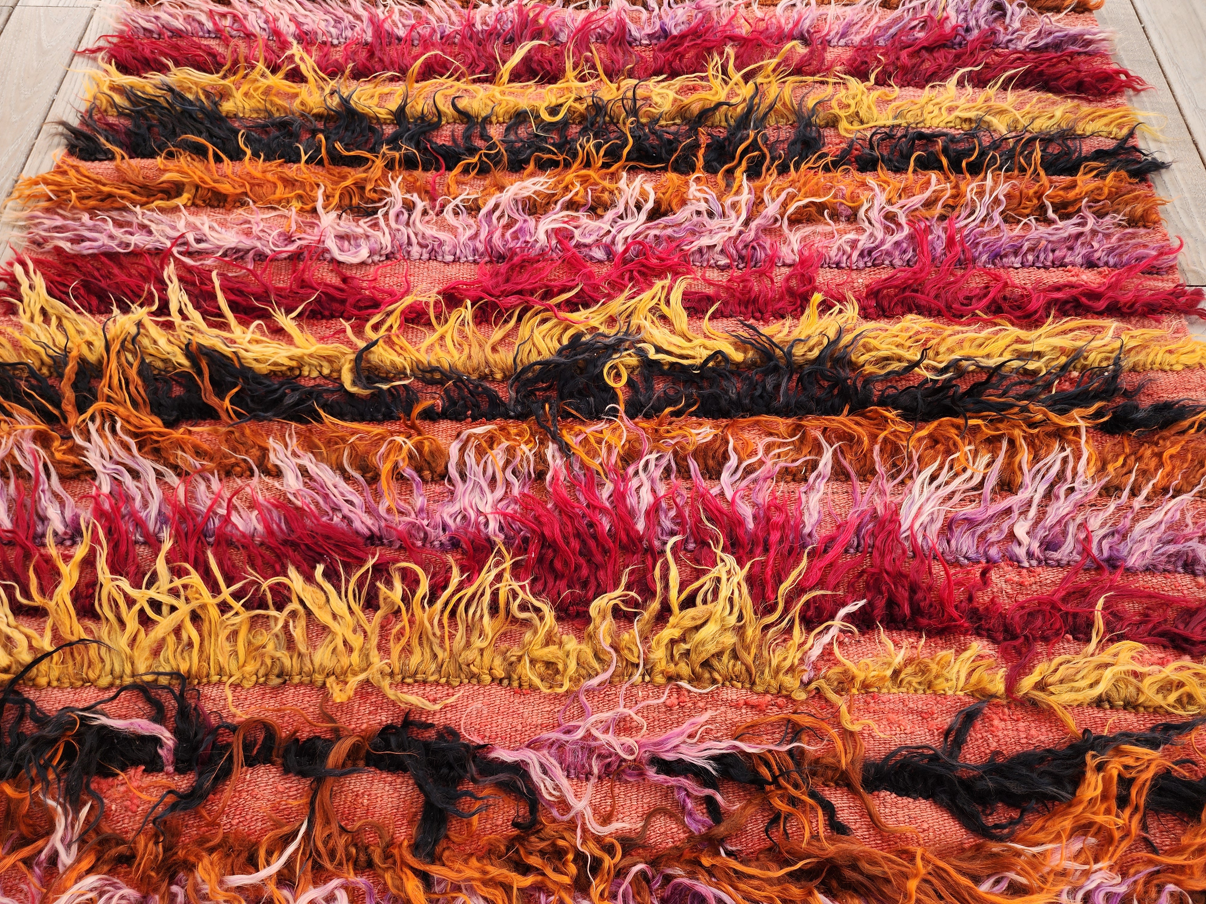 Anzili — Vintage Turkish Tulu Kilim Rug: Handwoven Wool Shaggy Pile, 3'6''x5'1''