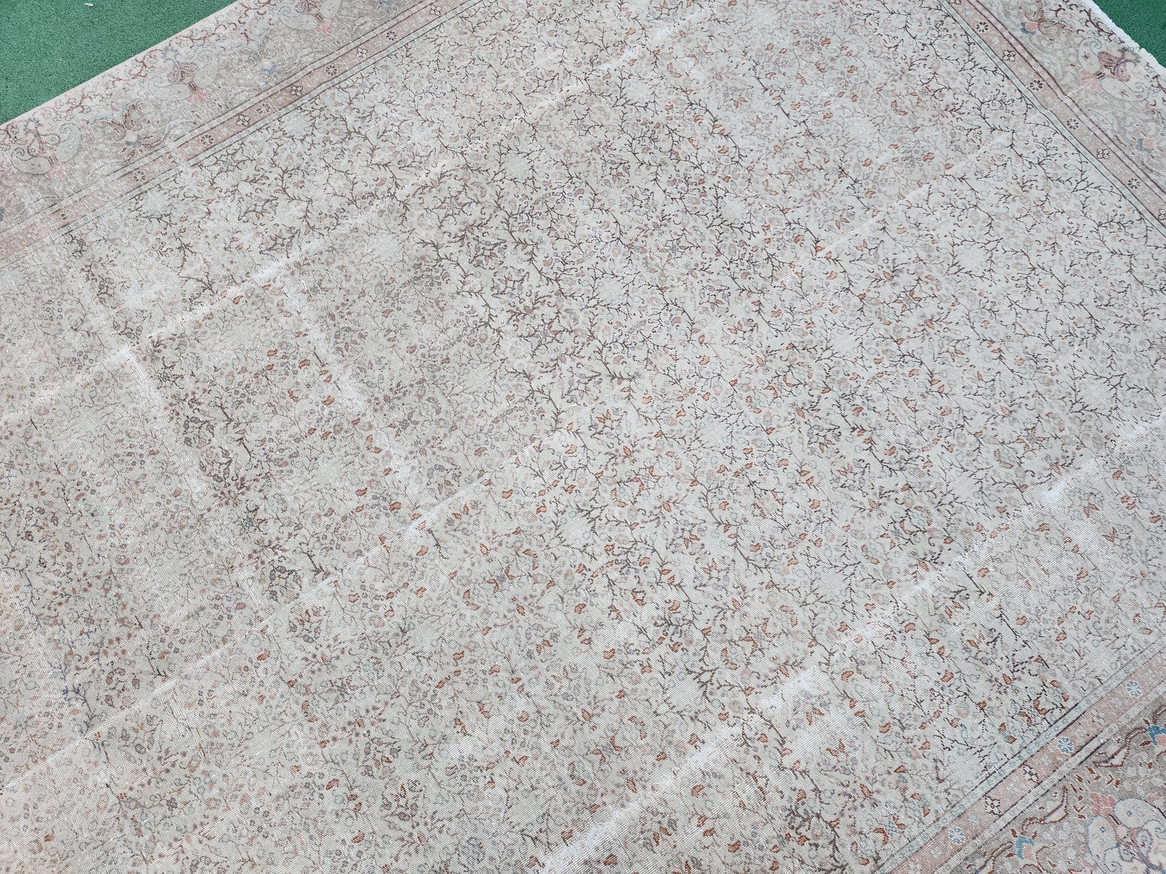 Pale Turkish Rug 12 x 8 ft Distressed Oushak Rug, Anatolian Carpet, Handmade Organic Overdyed Rug, Bohemian Rustic Decor Persian Area Rug