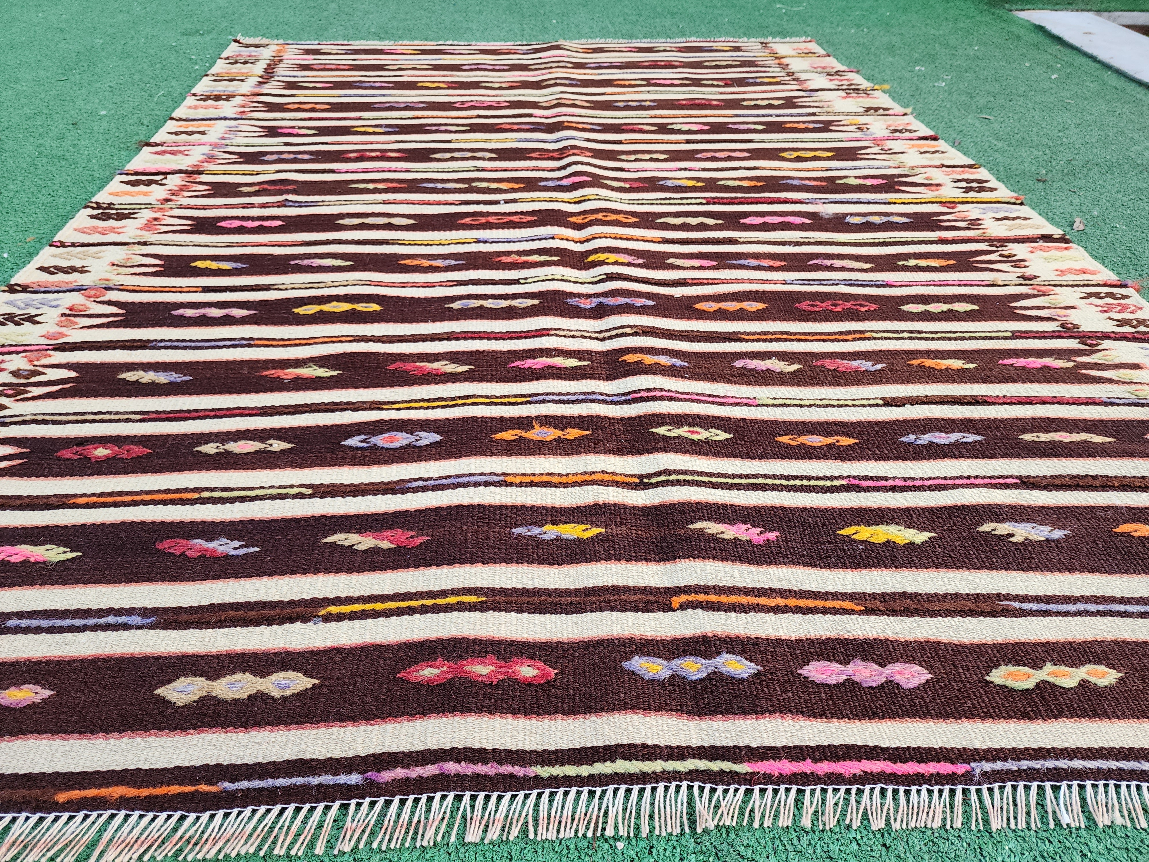 Tapis Kilim marron, tapis Ankara Elmadag 3'5''x4'7''