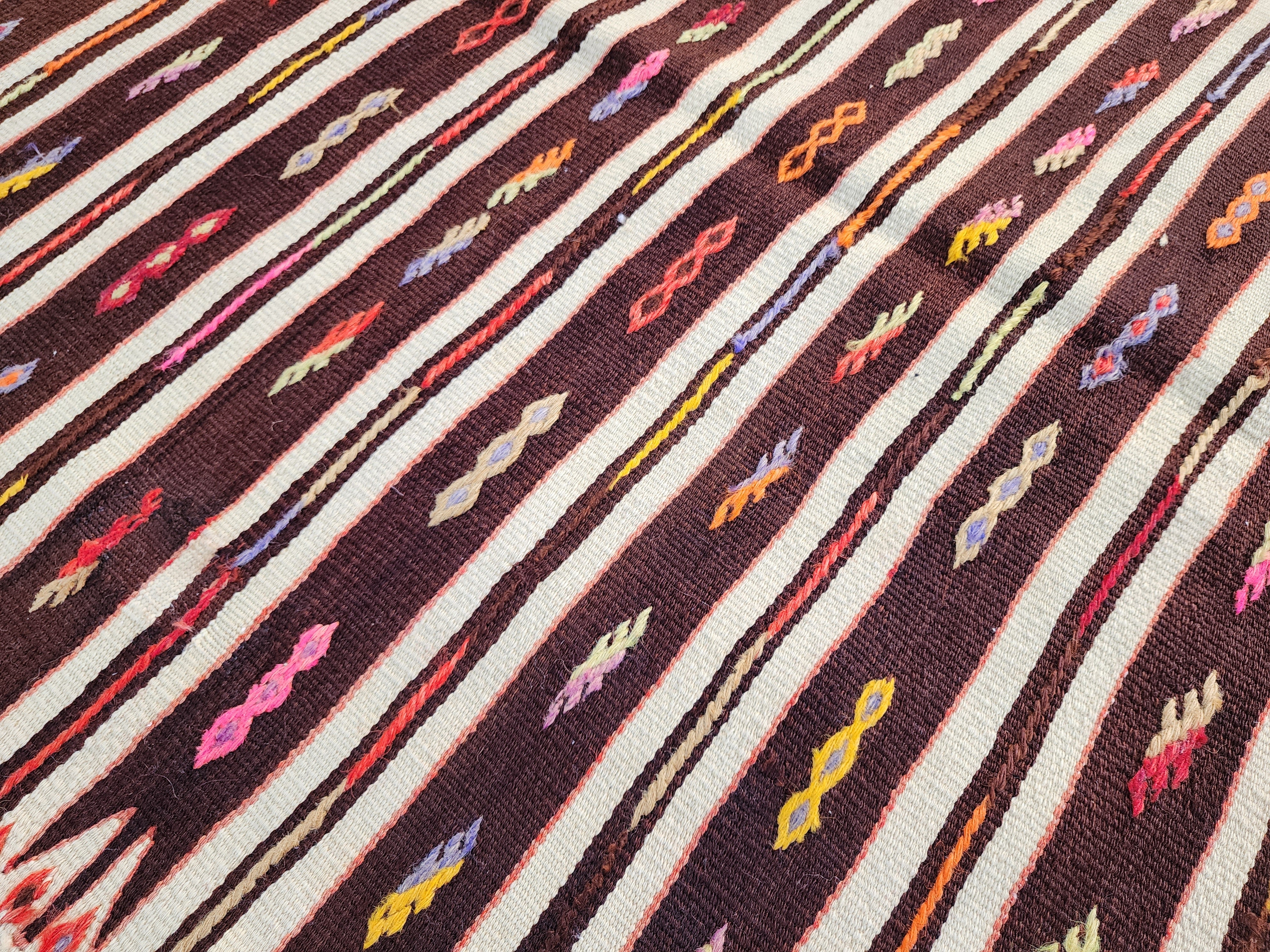 Tapis Kilim marron, tapis Ankara Elmadag 3'5''x4'7''