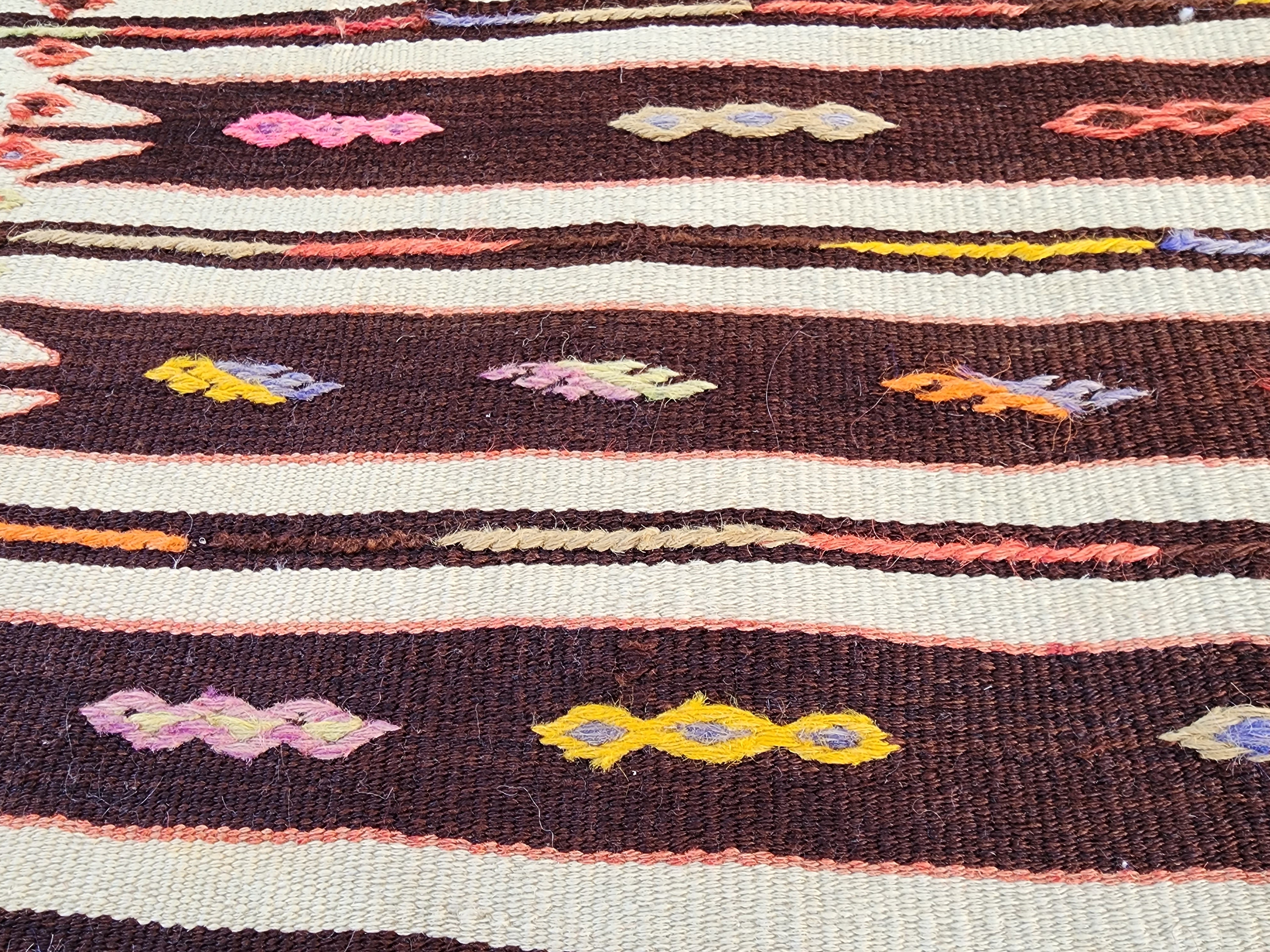 Tapis Kilim marron, tapis Ankara Elmadag 3'5''x4'7''