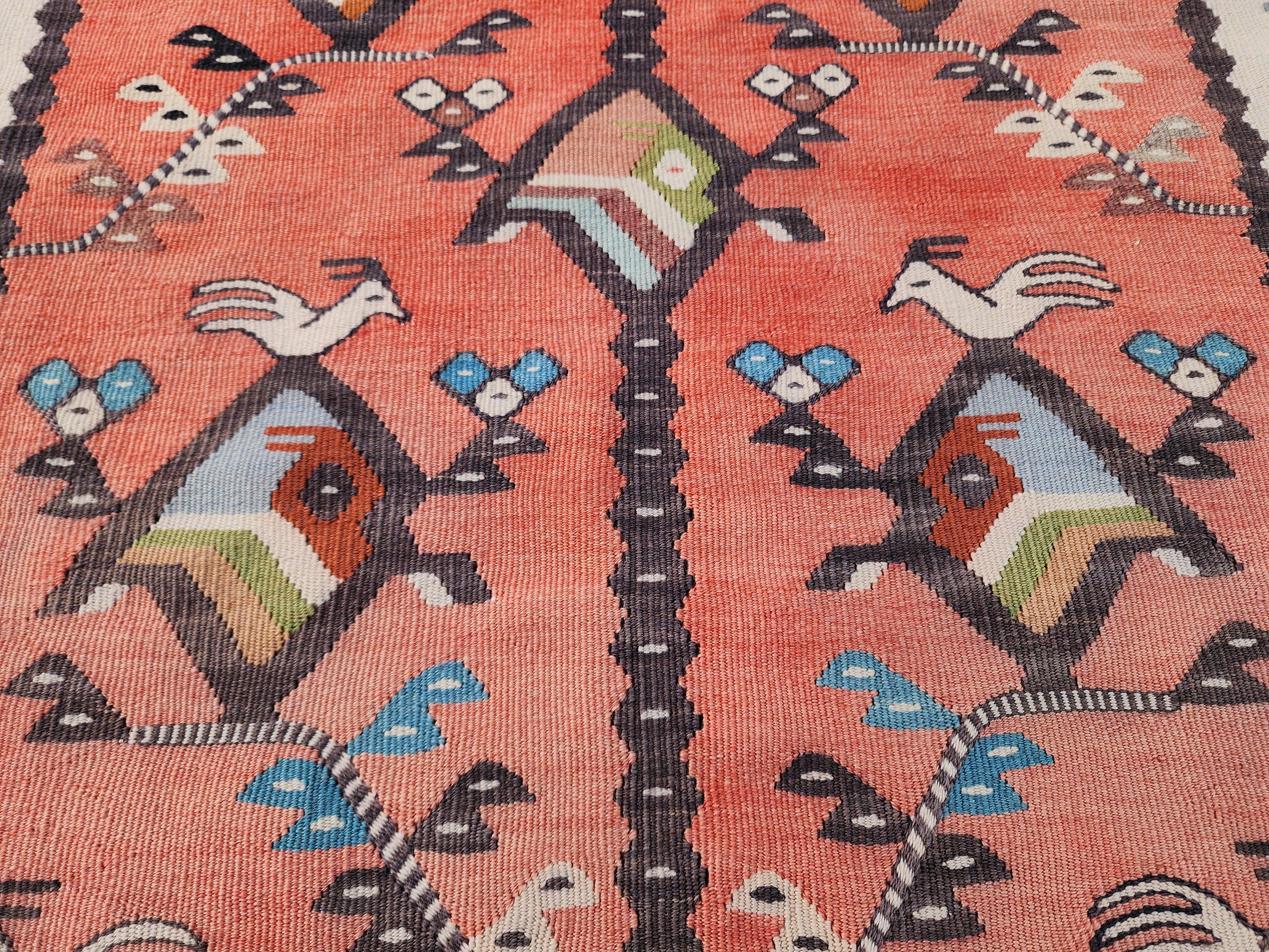 Pirot Kilim Rug, Handmade Organic Wool Vintage Rug, Boho Rustic Anatolian Home Decor, Moroccan Carpet Persian Area Rug, Kilim Rug 5'3"x2'7''