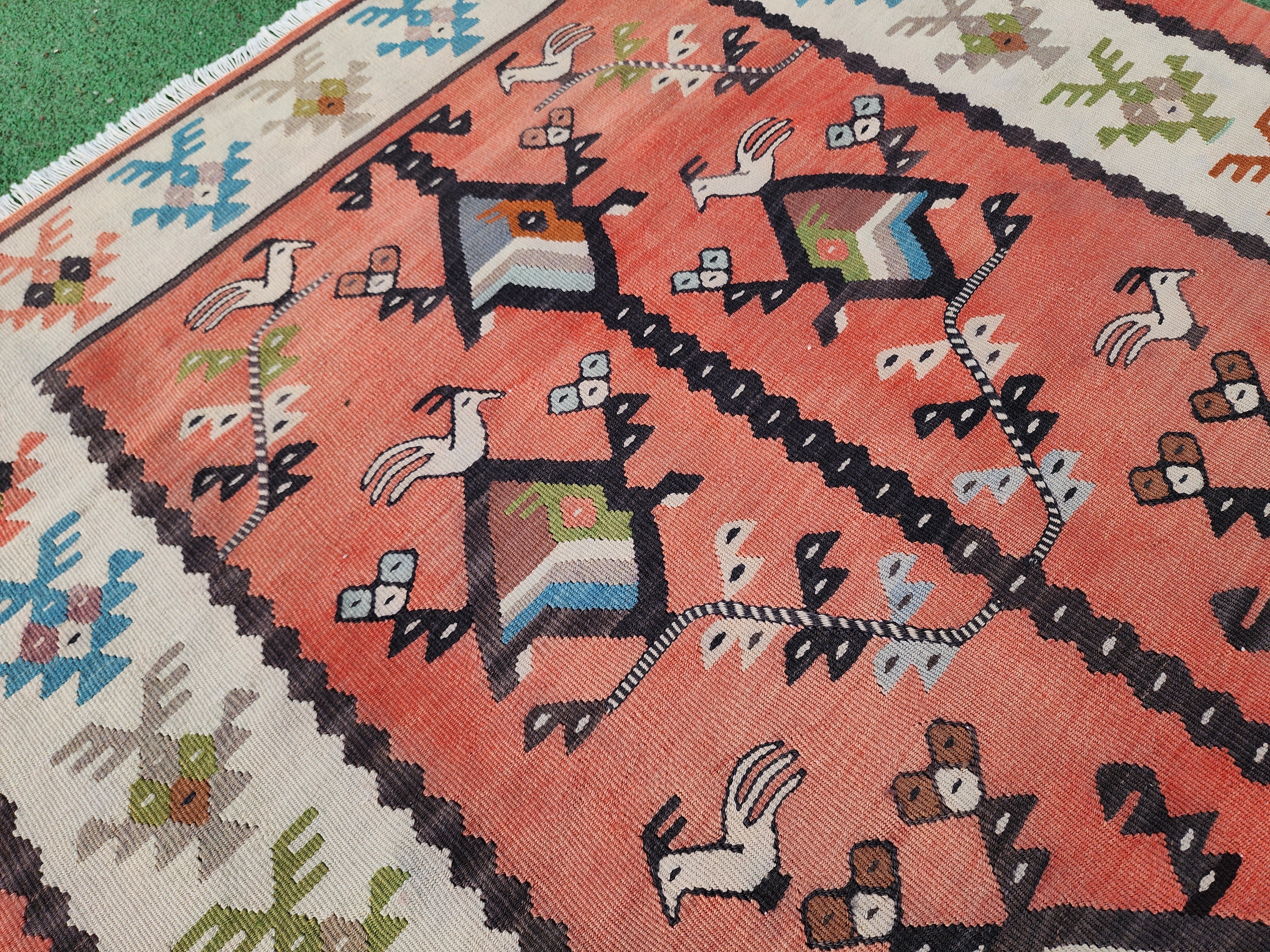 Pirot Kilim Rug, Handmade Organic Wool Vintage Rug, Boho Rustic Anatolian Home Decor, Moroccan Carpet Persian Area Rug, Kilim Rug 5'3"x2'7''
