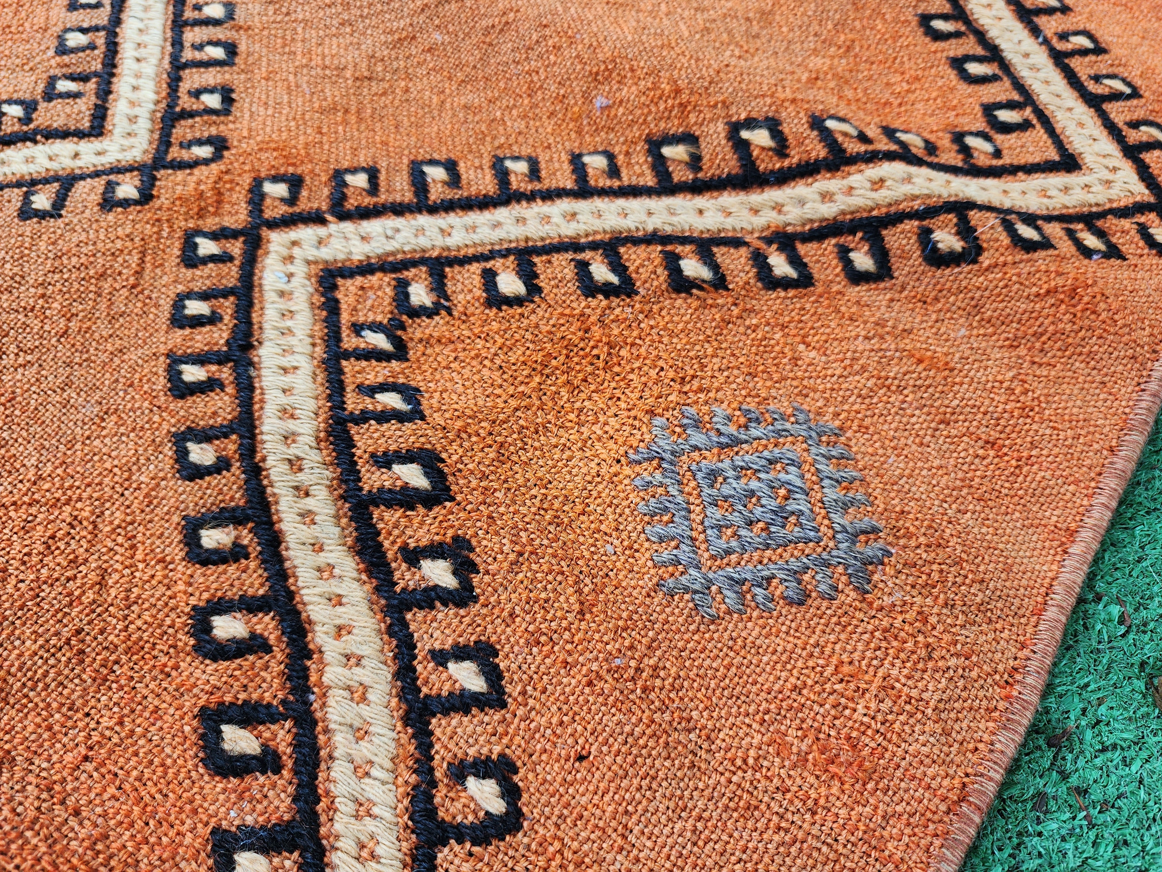 vintage Konya Wool Runner Rug — border pattern