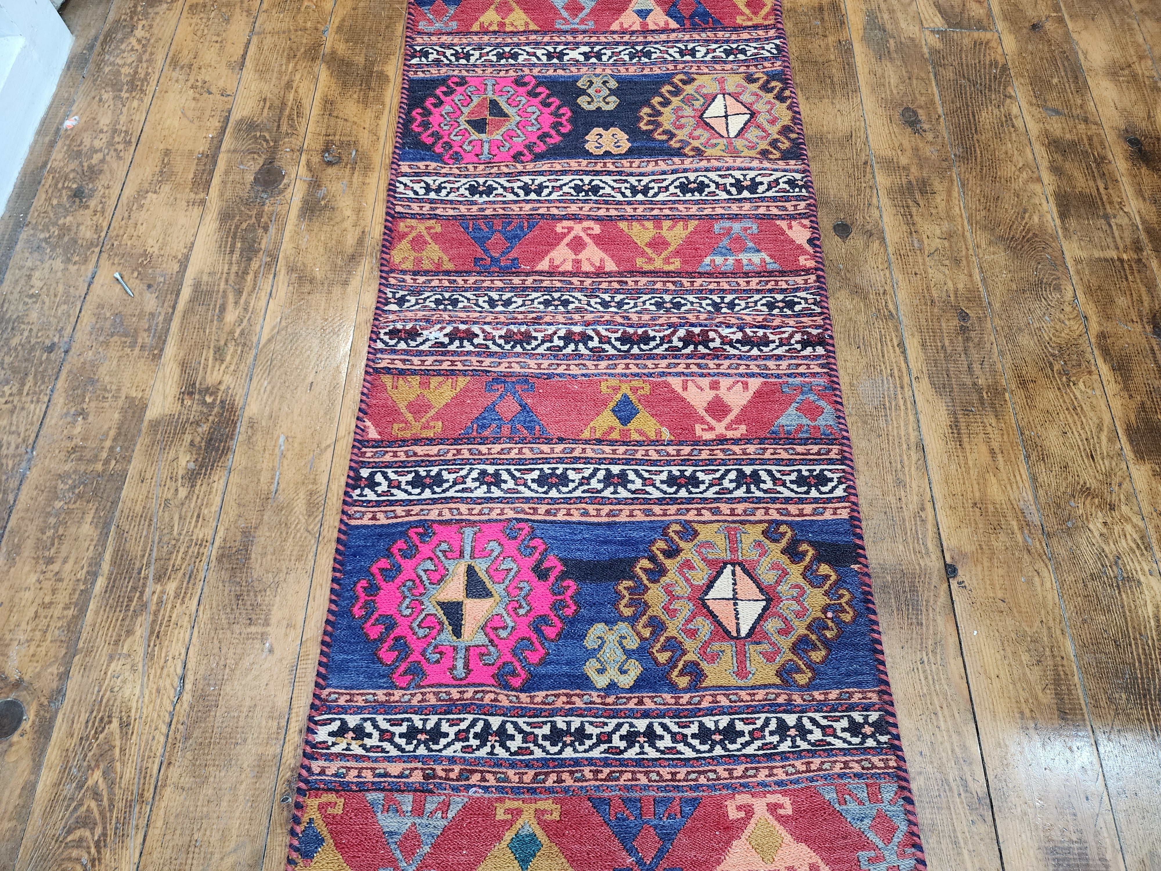 Vintage Soumak Kilim Runner Rug: Turkish Wool Flatweave, 6x2
