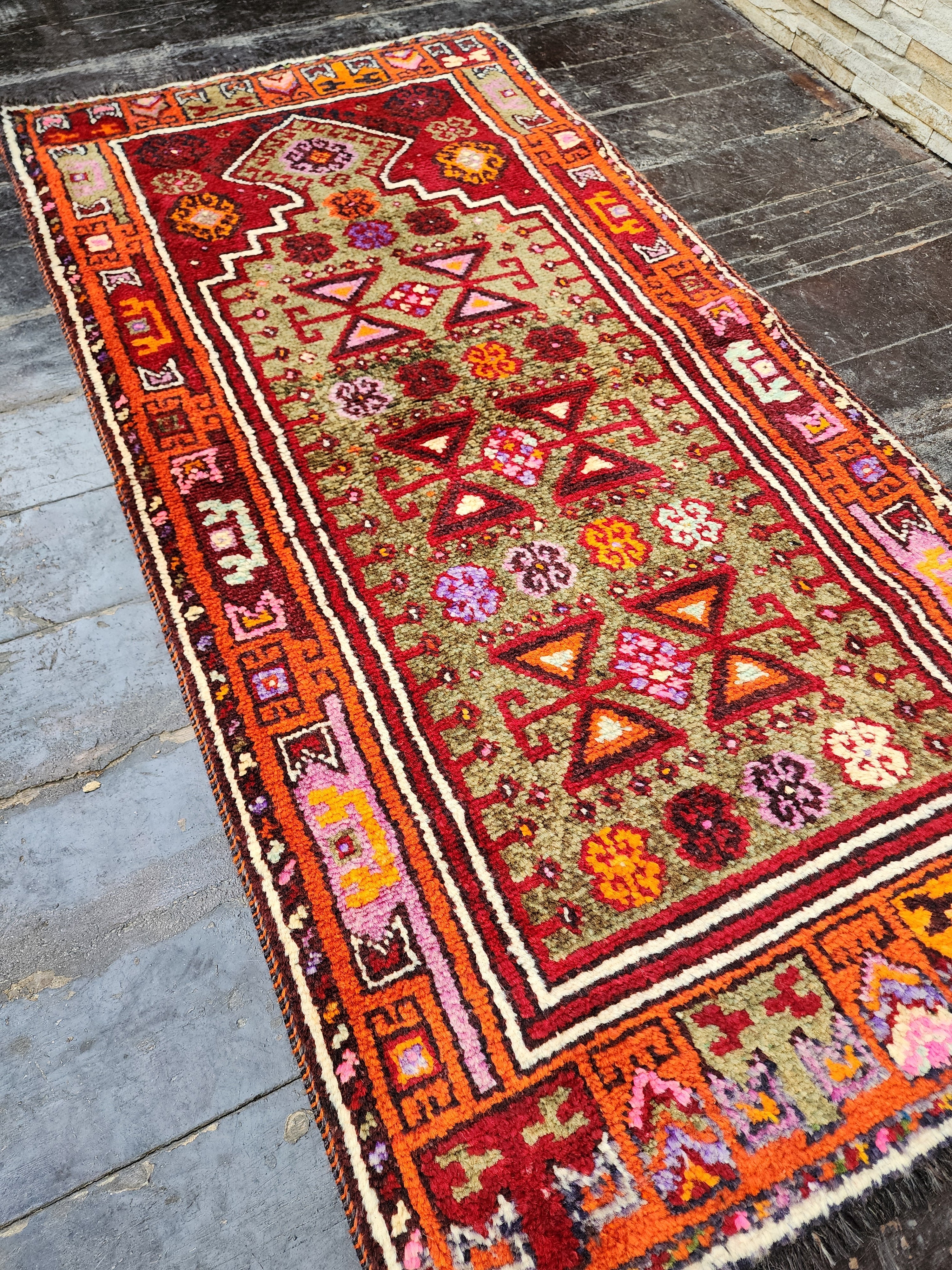 antique Konya Wool Small Rug — back view