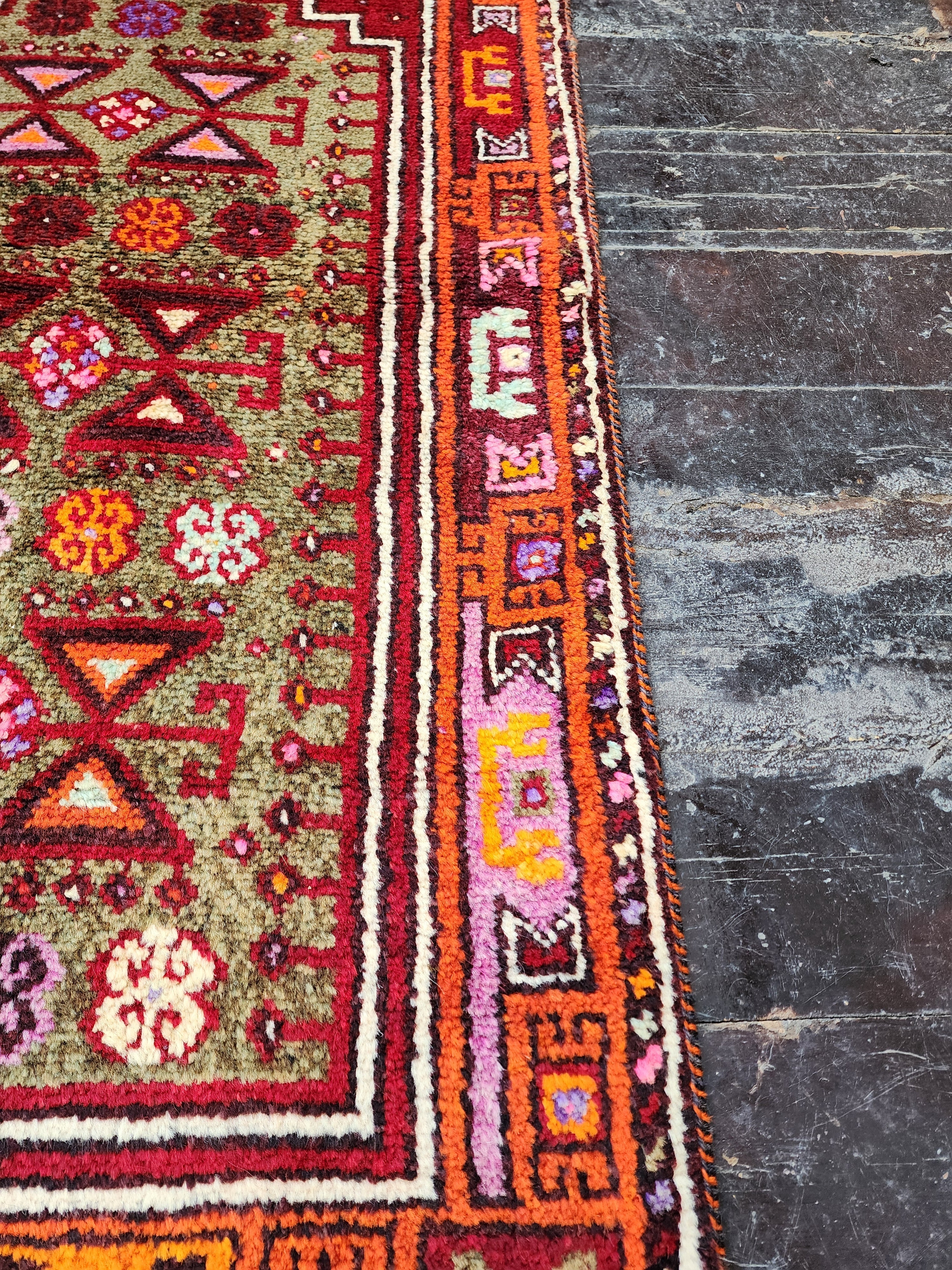 antique Konya Wool Small Rug — pattern close-up