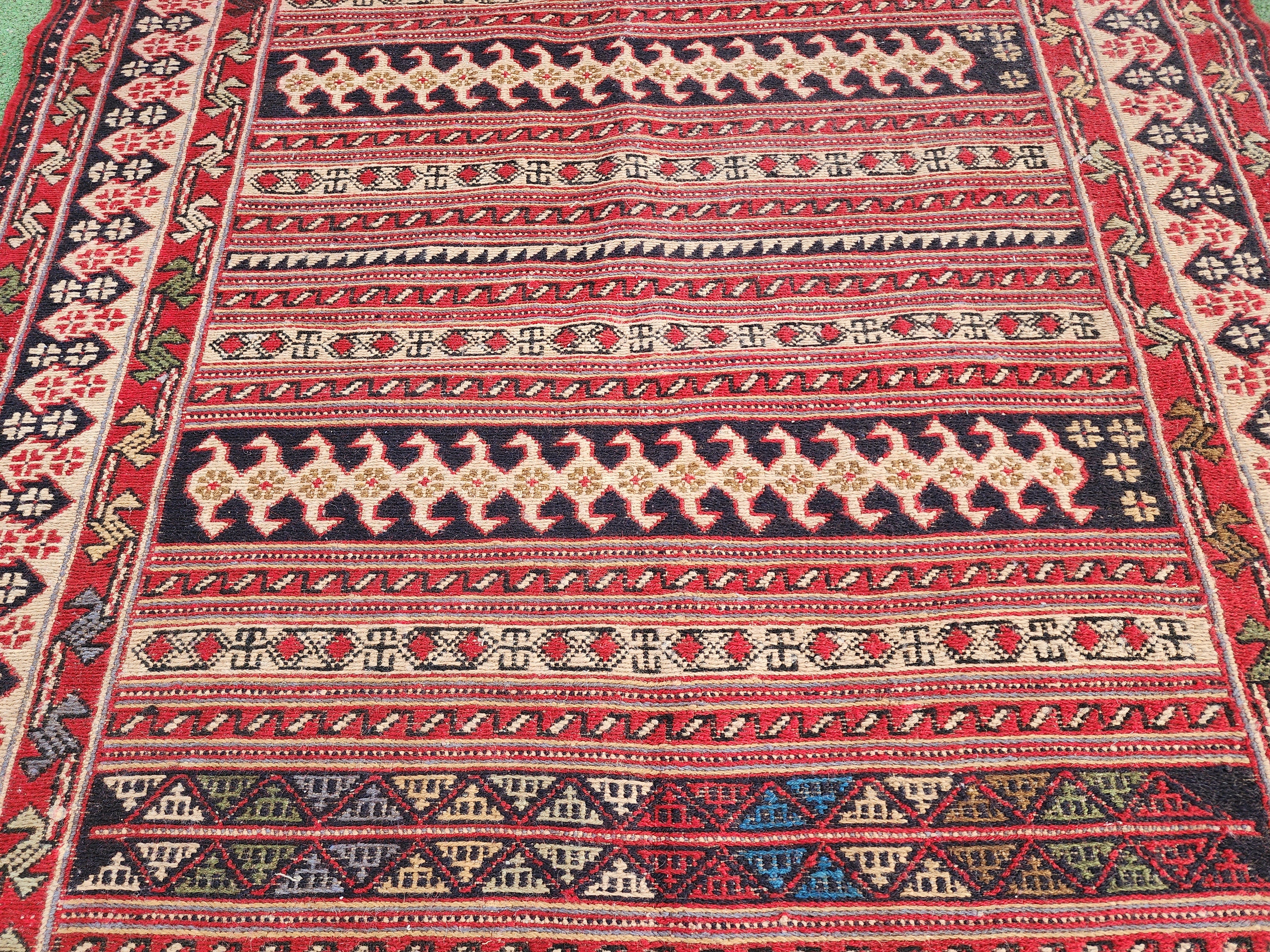 Traditional Rahra Rug with Horizontal Bands,  4 ft 9 in x 3 ft 6 in