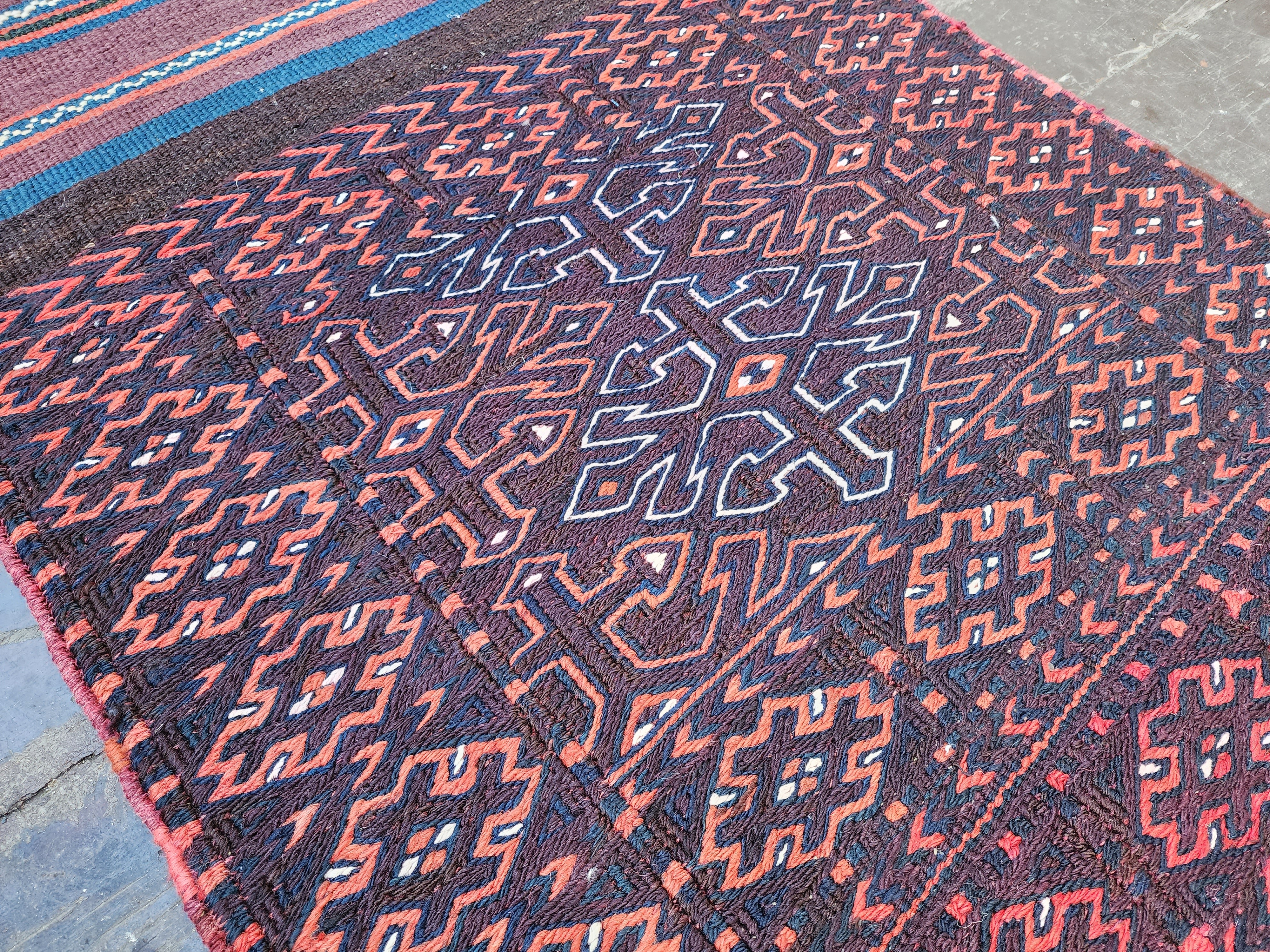 Persian Tribal Kilim Hallway Rug 5'7''x2'2'' Natural Wool Boho Rustic Runner Rug