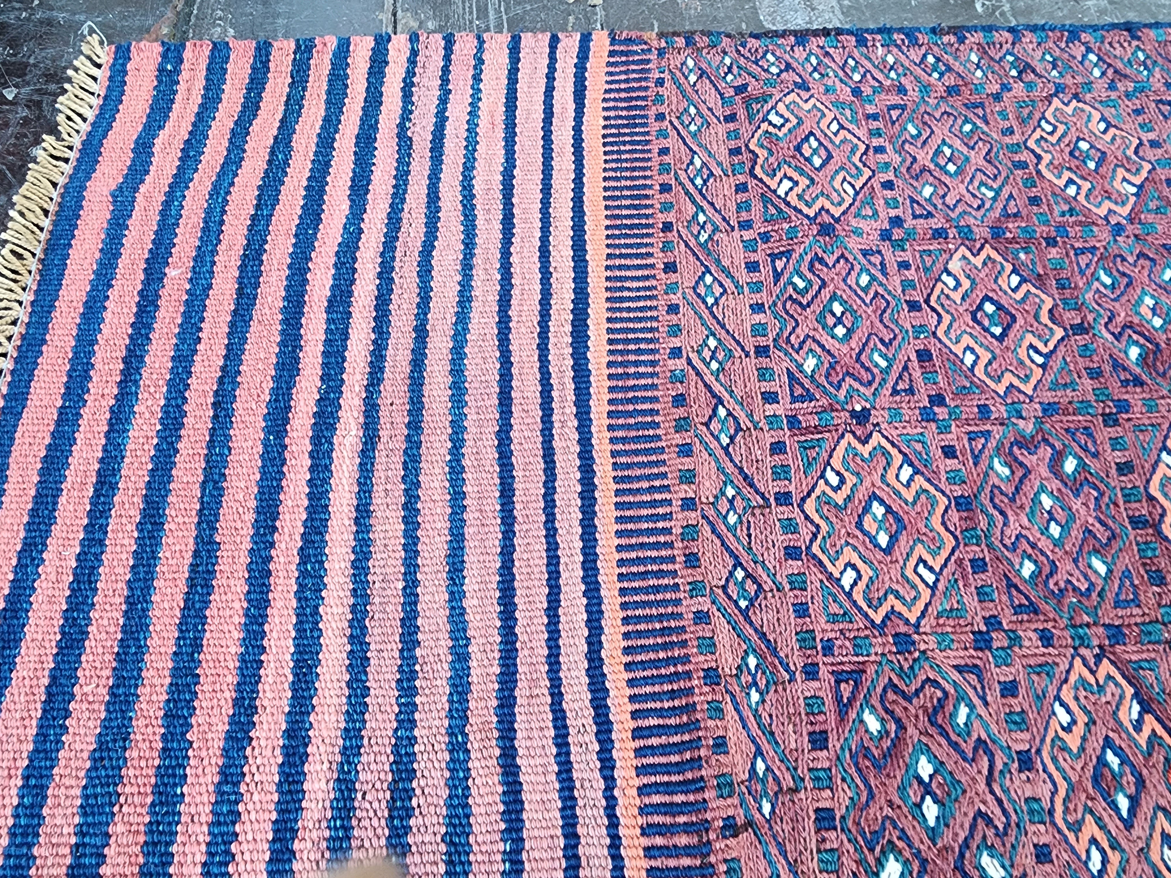 vintage Kilim Wool Runner Rug — corner detail