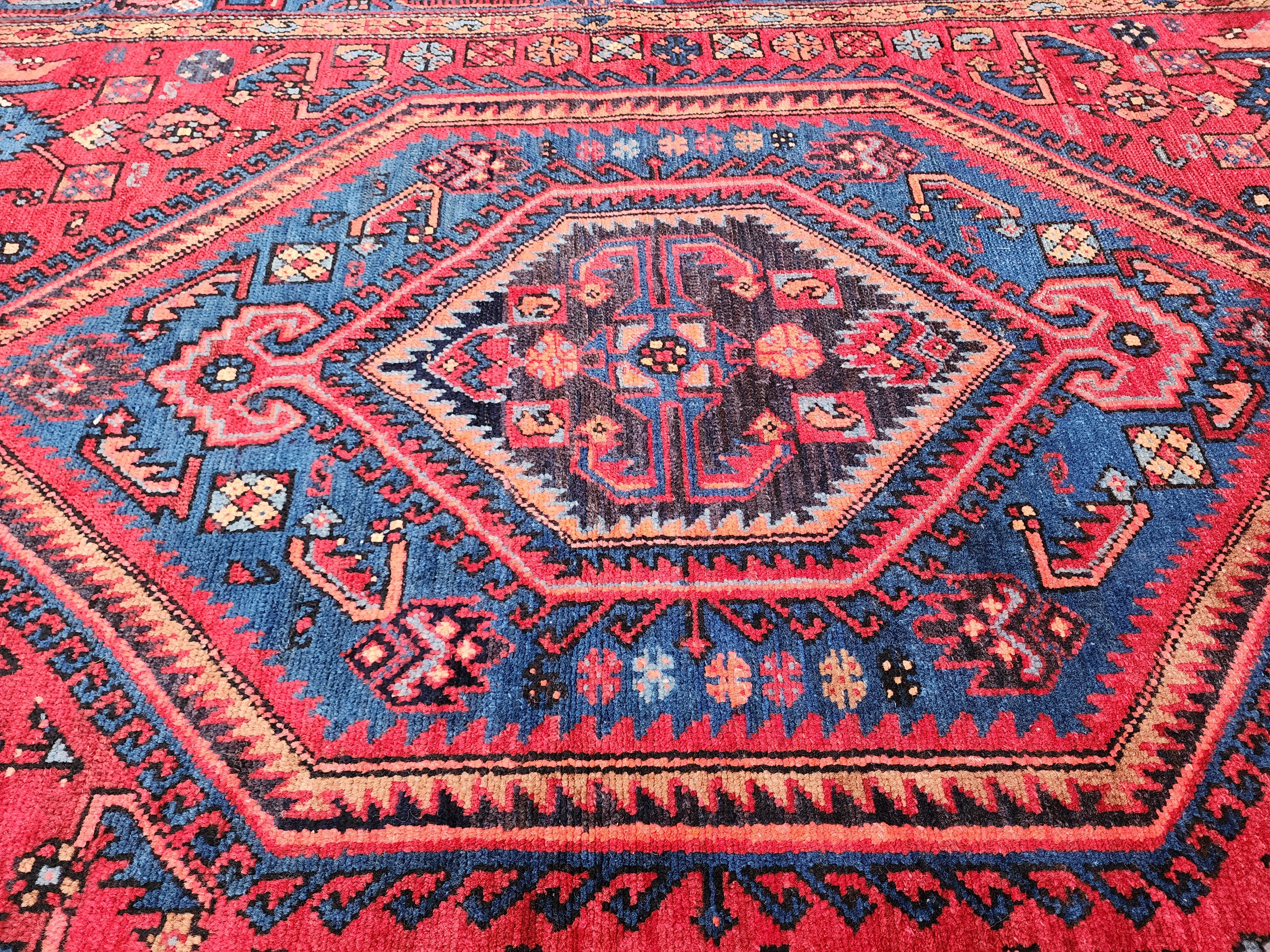 Persian Red and Blue Vintage Rug,  6 ft 6 in x 4 ft 4in