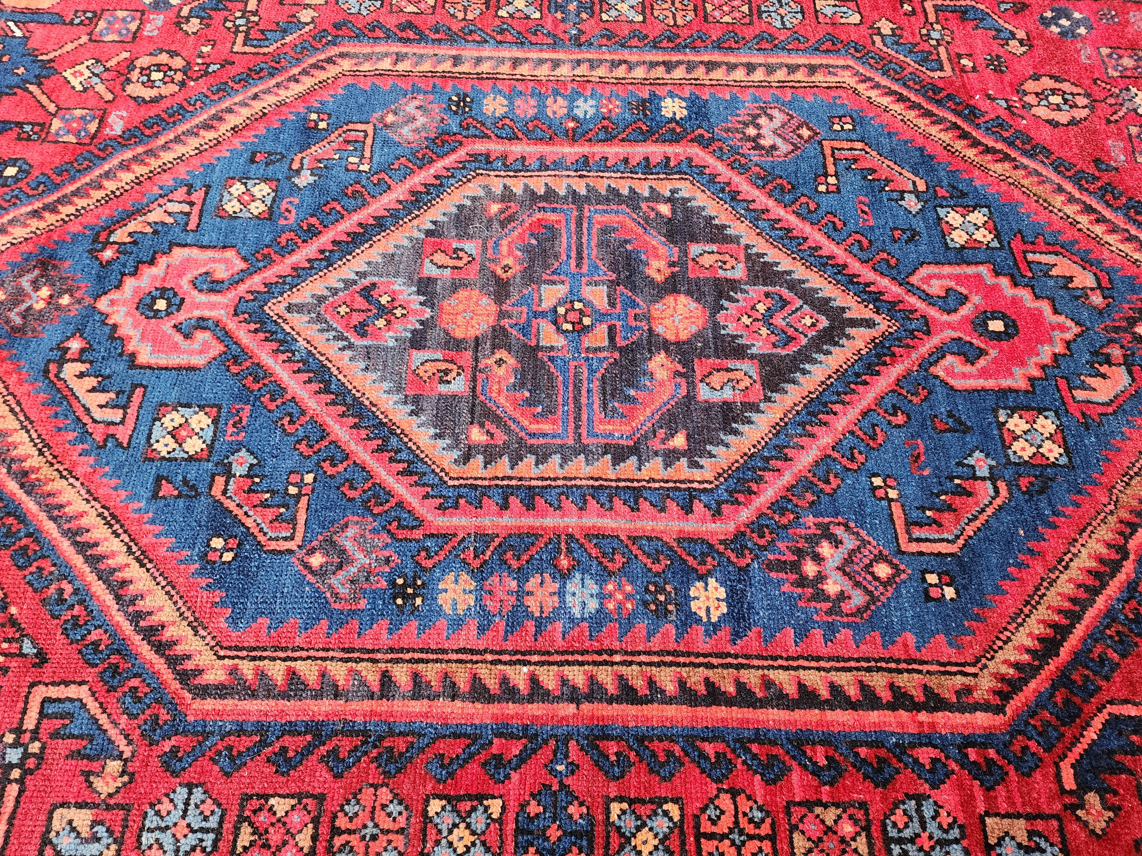 Persian Red and Blue Vintage Rug,  6 ft 10 in x 4 ft 6 in