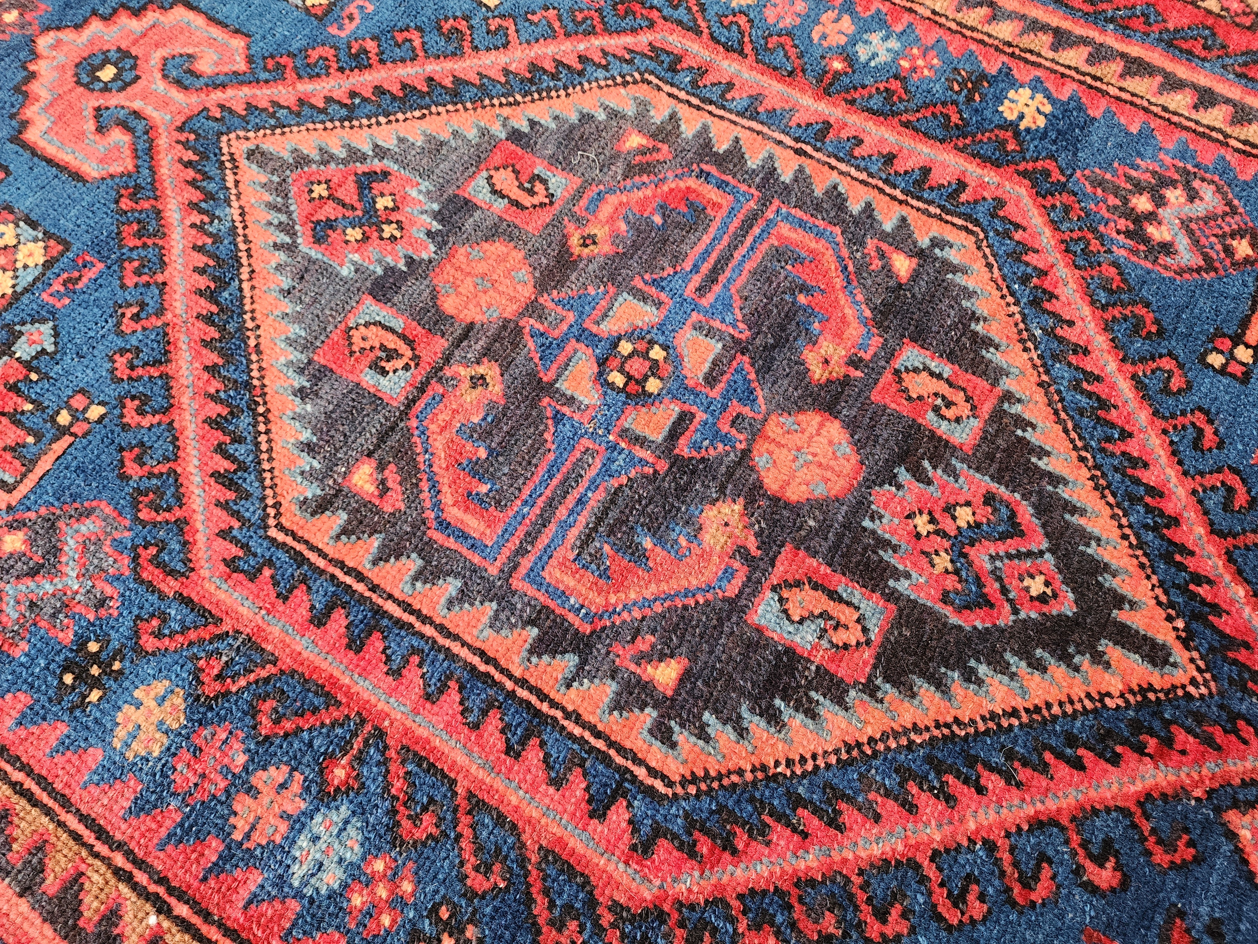 Persian Red and Blue Vintage Rug,  6 ft 10 in x 4 ft 6 in