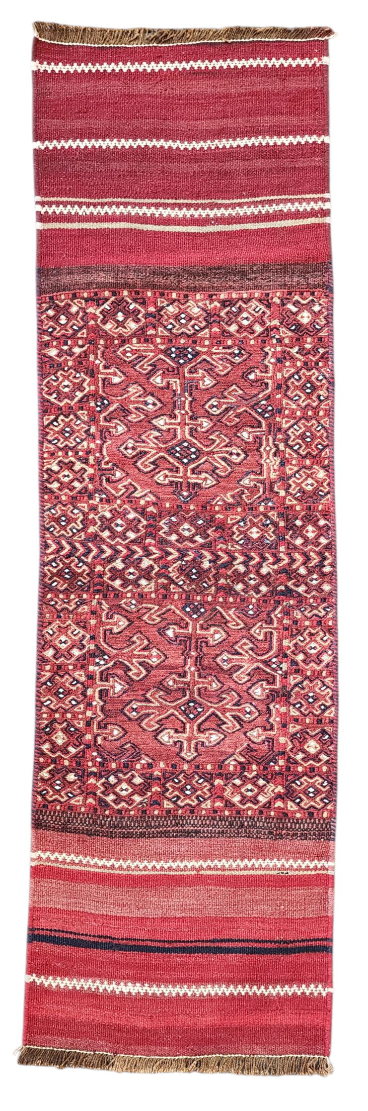 Vintage Kilim Runner Rug 6 x 2 ft Persian Handmade Natural Wool Rug. Boho Rustic Hallway Passage Rug, Embroidered Cicim Turkish Corridor Rug