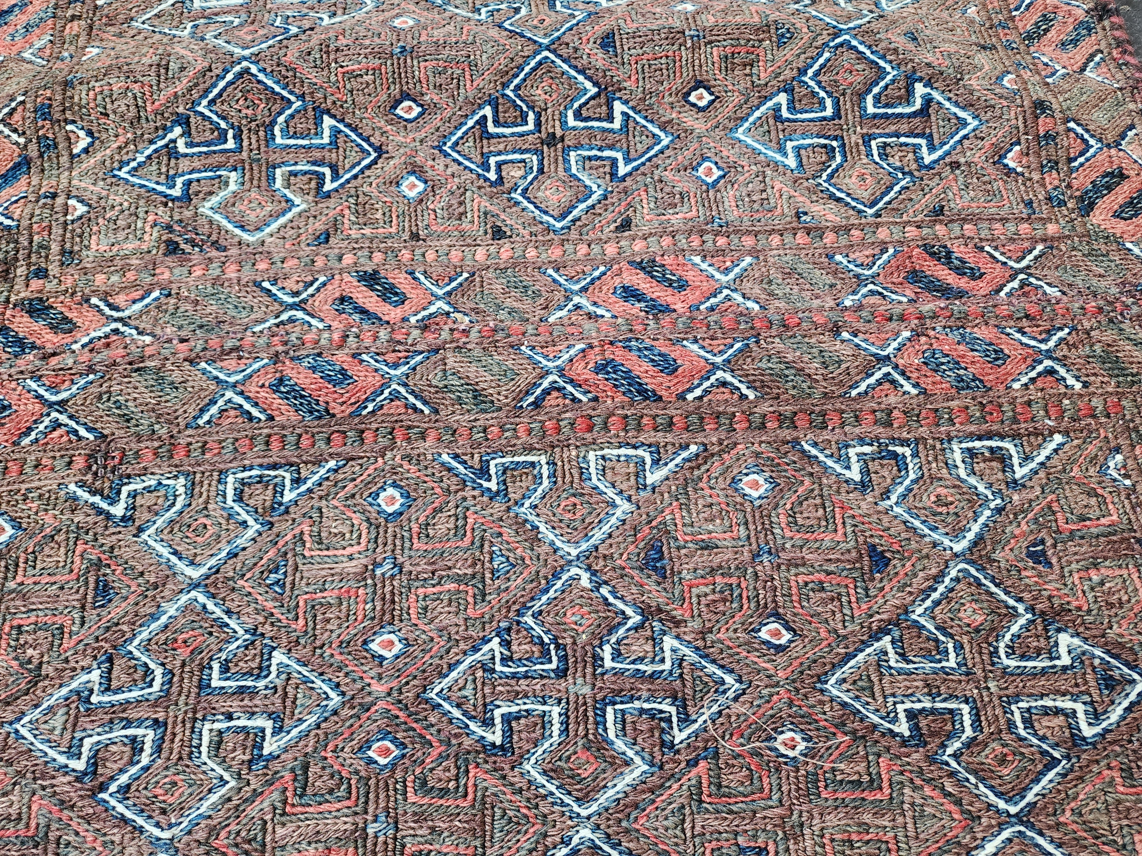 Vintage Persian Kilim Runner Rug, 5 ft 9 in x 2 ft 11 in, Purple and Pink Vintage Turkish Rug Handmade from Natural Wool