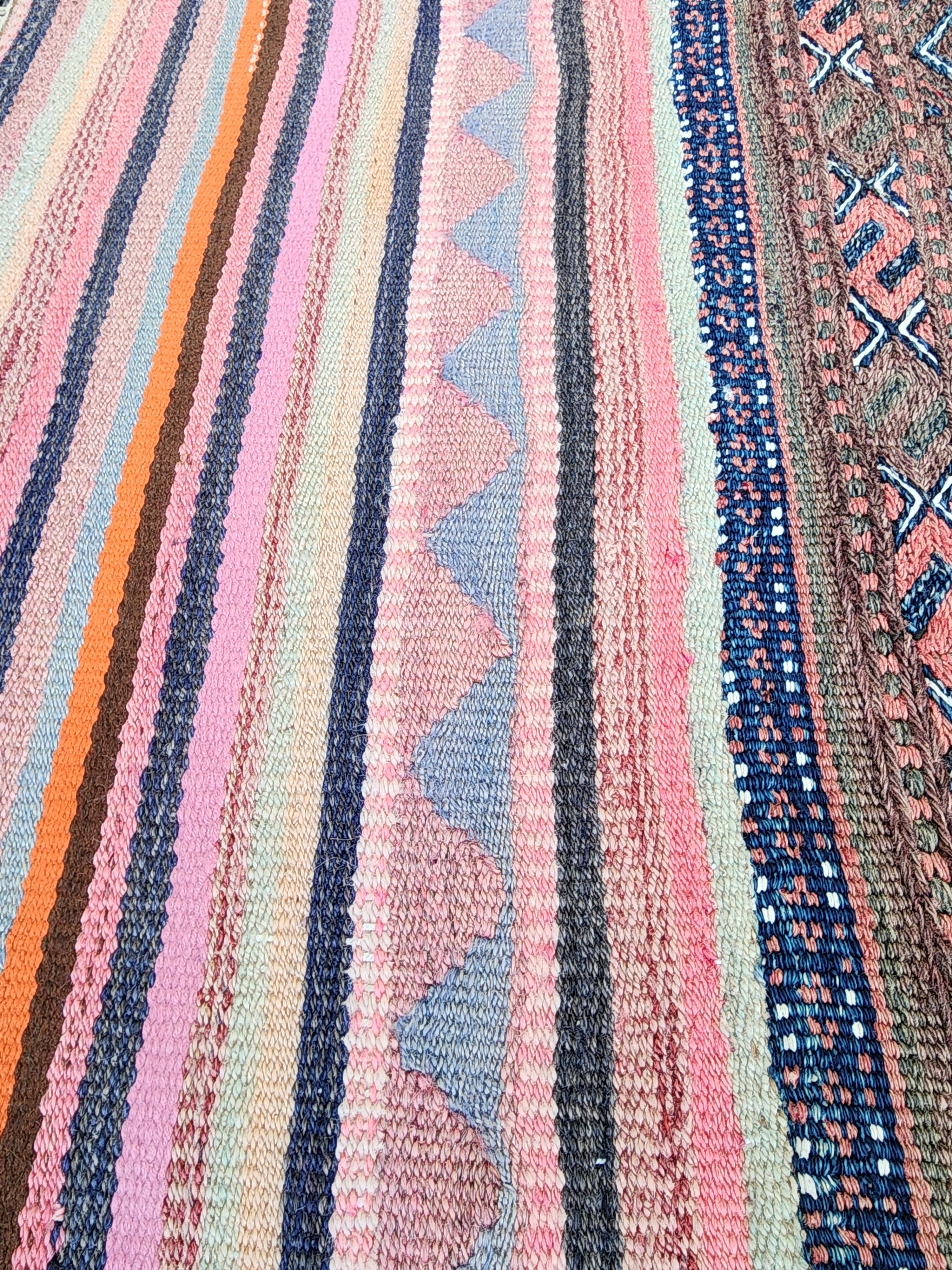Vintage Persian Kilim Runner Rug, 5 ft 9 in x 2 ft 11 in, Purple and Pink Vintage Turkish Rug Handmade from Natural Wool